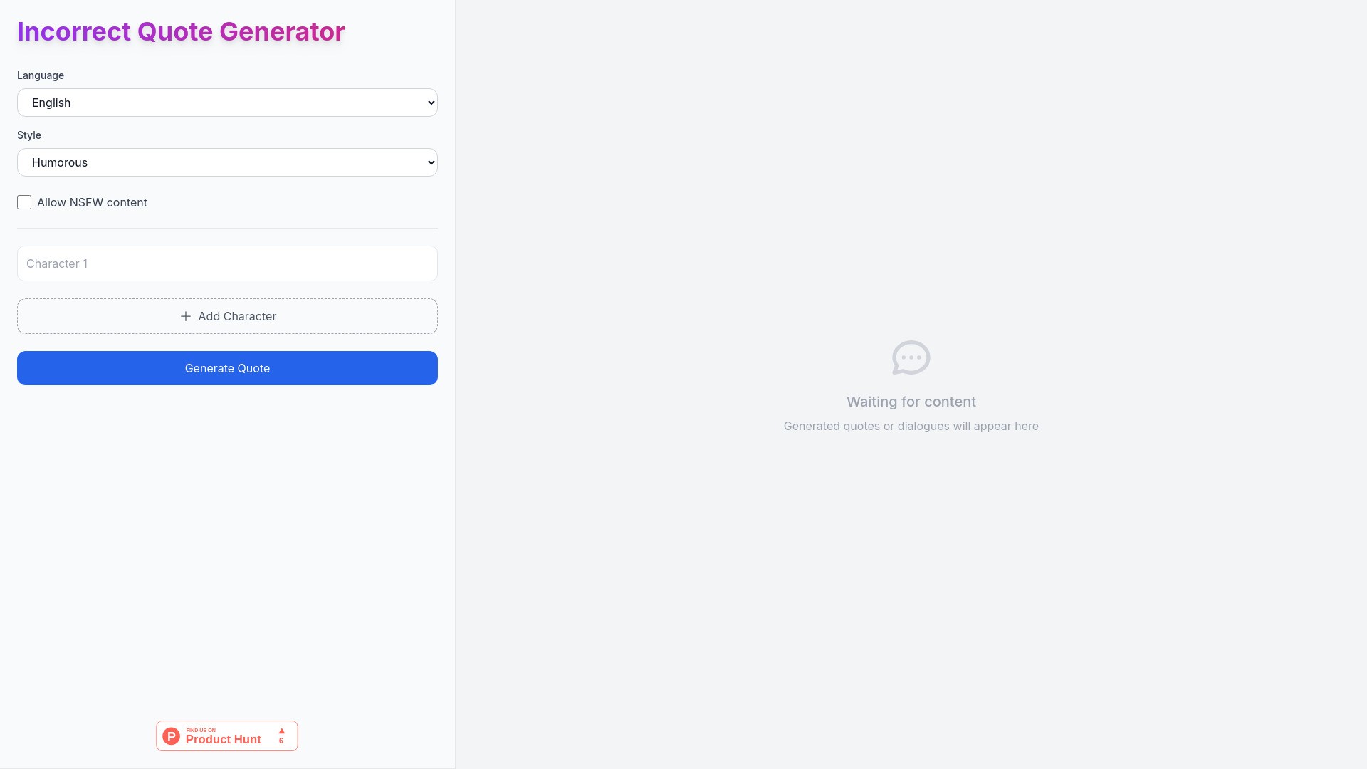 Incorrect Quote Generator 截图