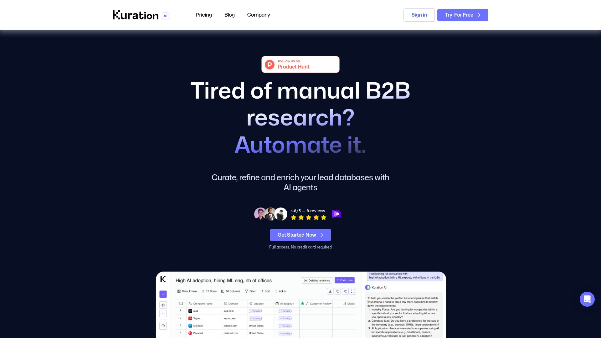 B2B Research AI Agent 截图