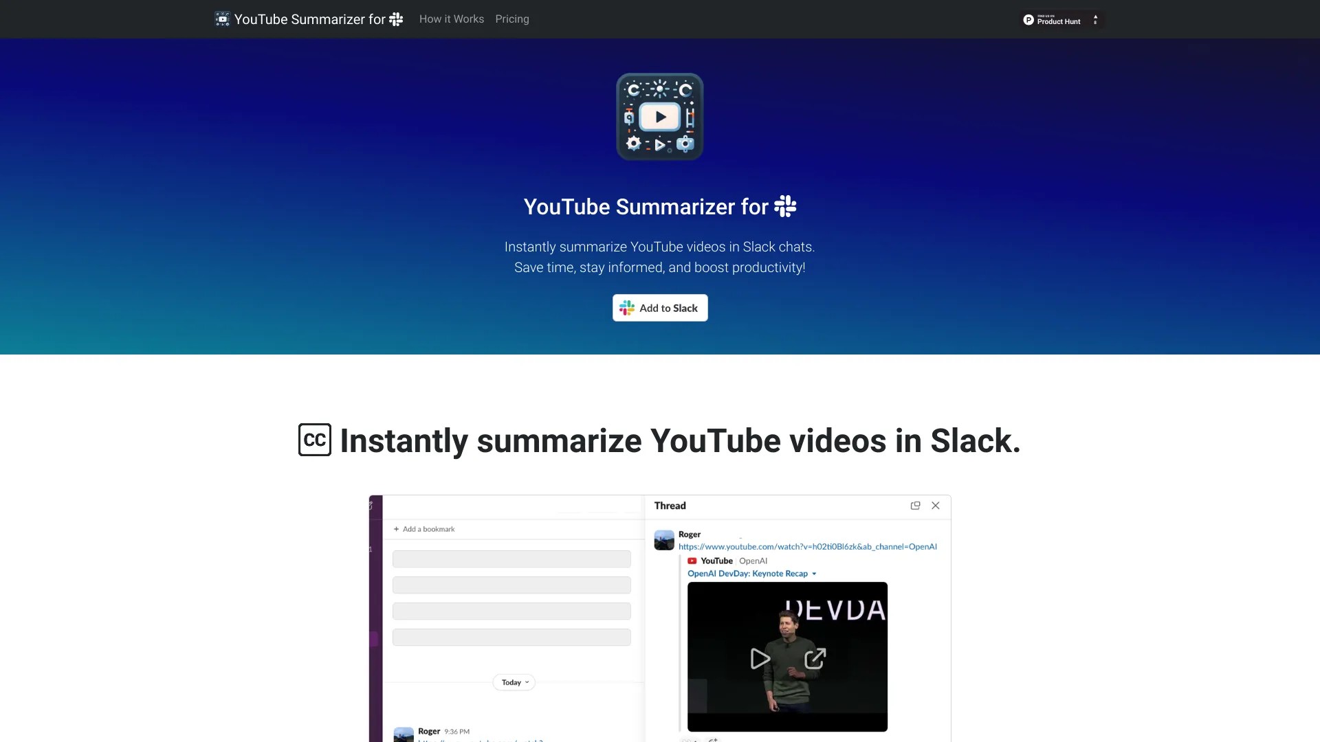 YouTube Summarizer for Slack 截图
