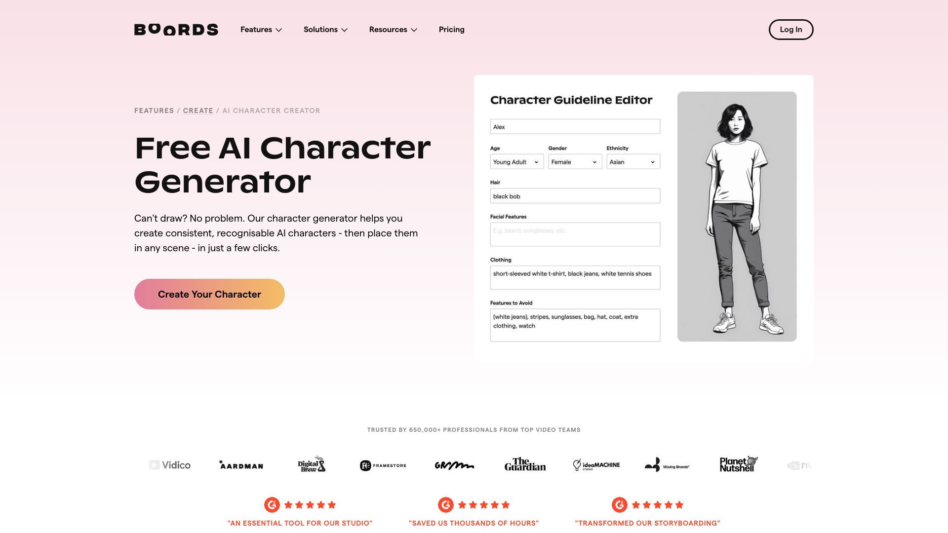 Boords AI Character Generator 截图