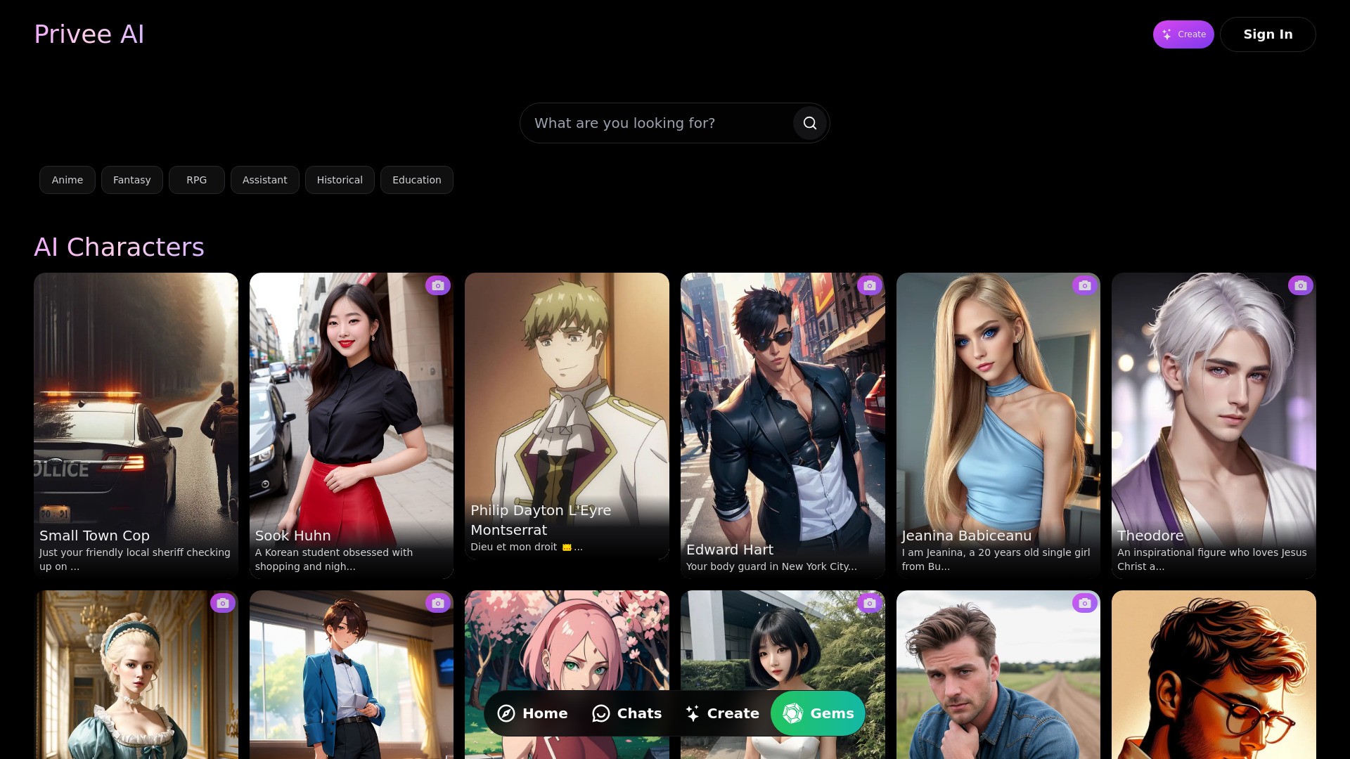 Privee AI - Soulful AI Characters 截图