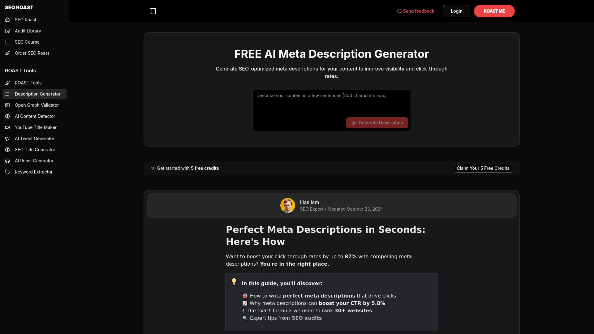 FREE AI Meta Description Generator 截图
