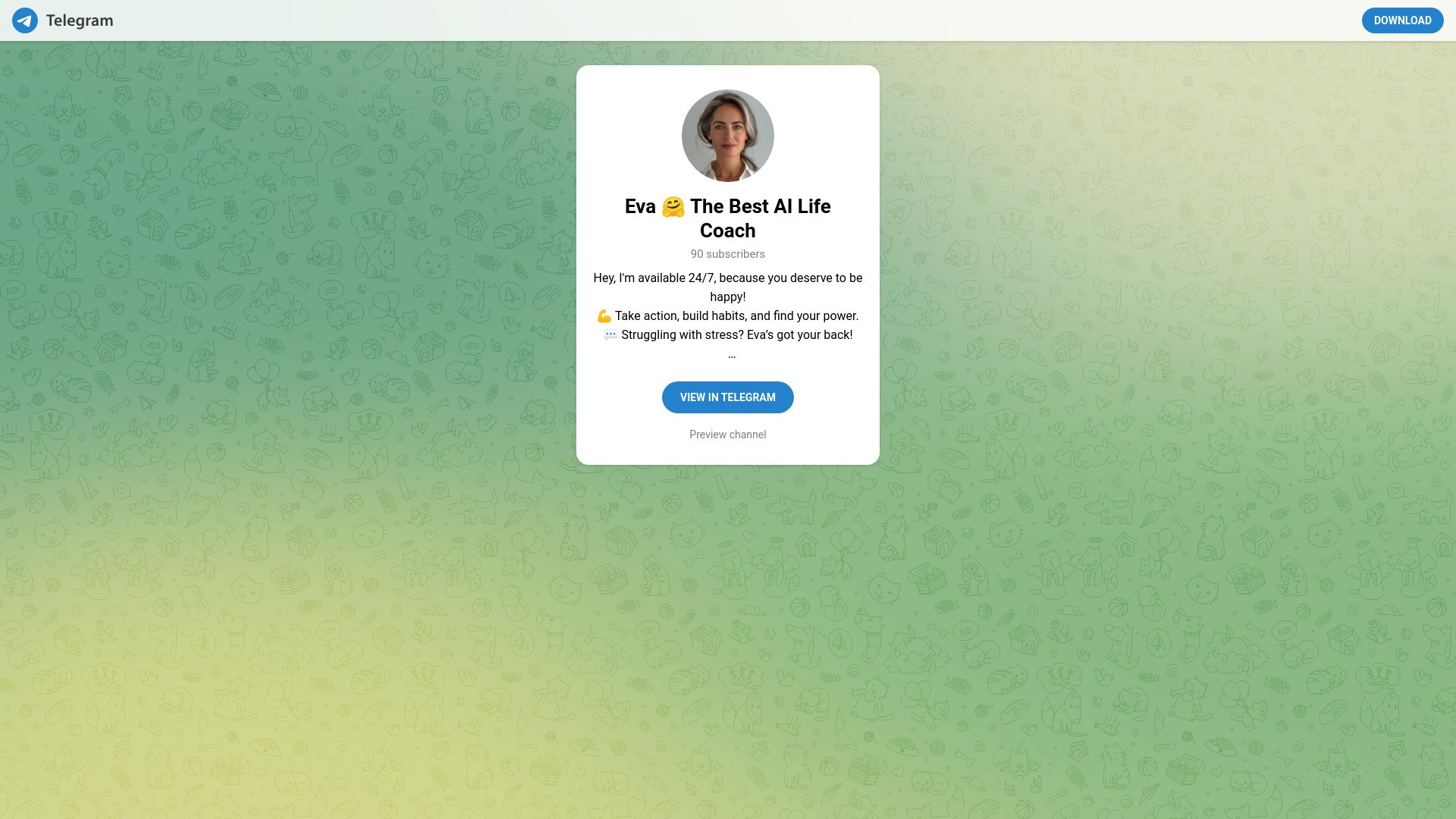 Eva, Your 24/7 AI Life Coach on Telegram 截图