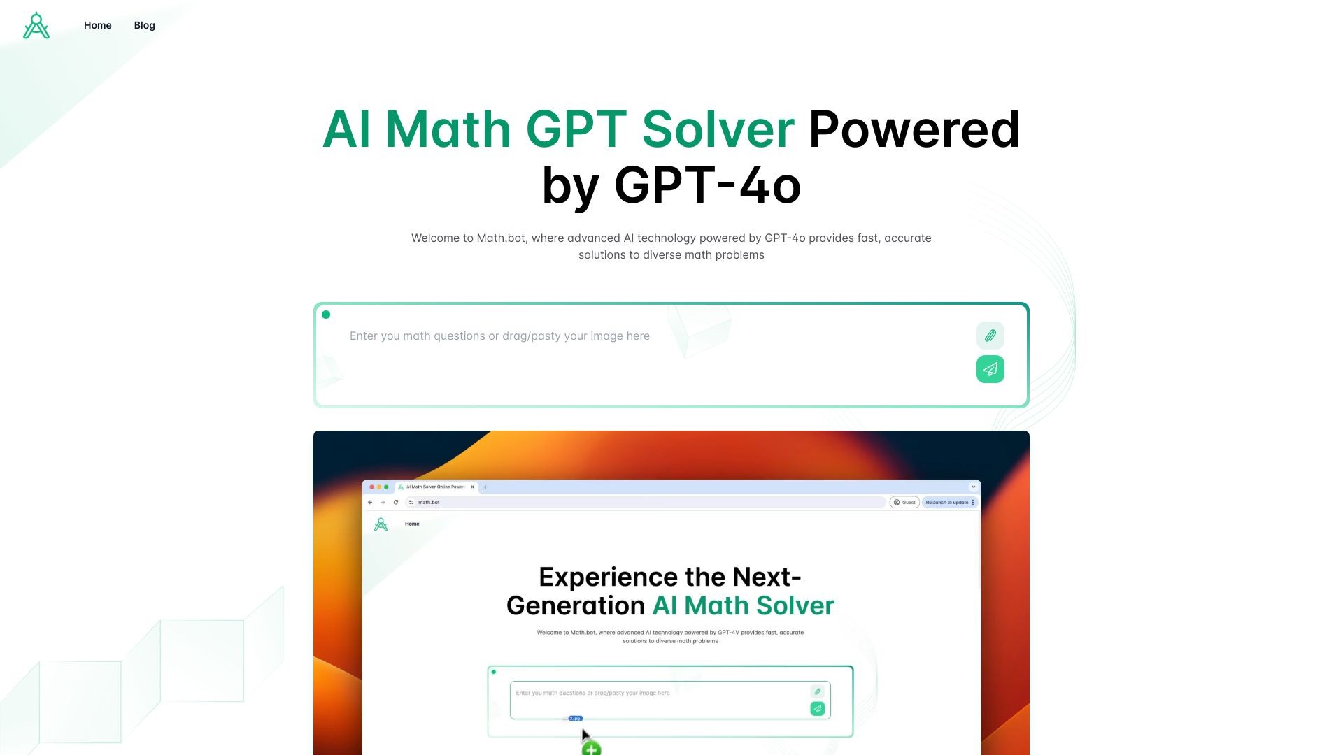 AI Math GPT Solver Online Powered by GPT-4o | Math Bot 截图