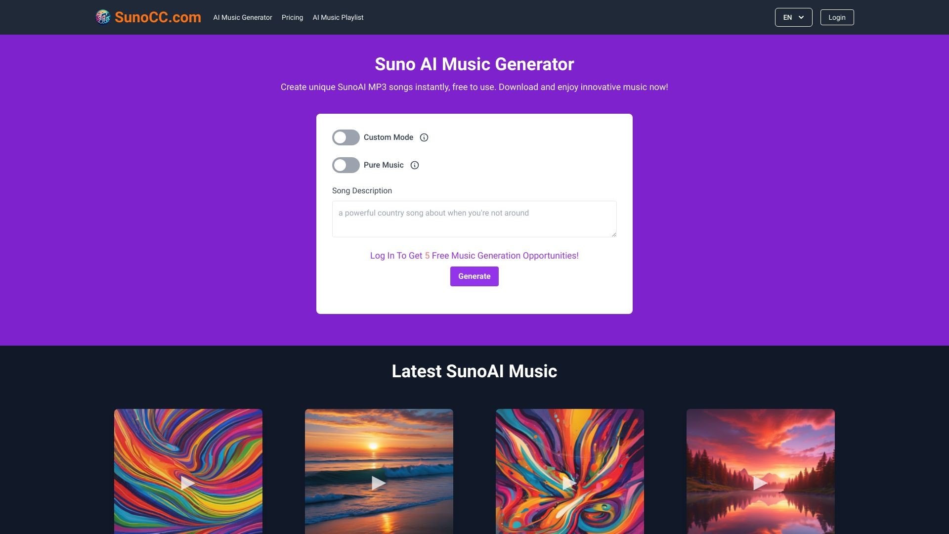 Suno AI Music Generator 截图