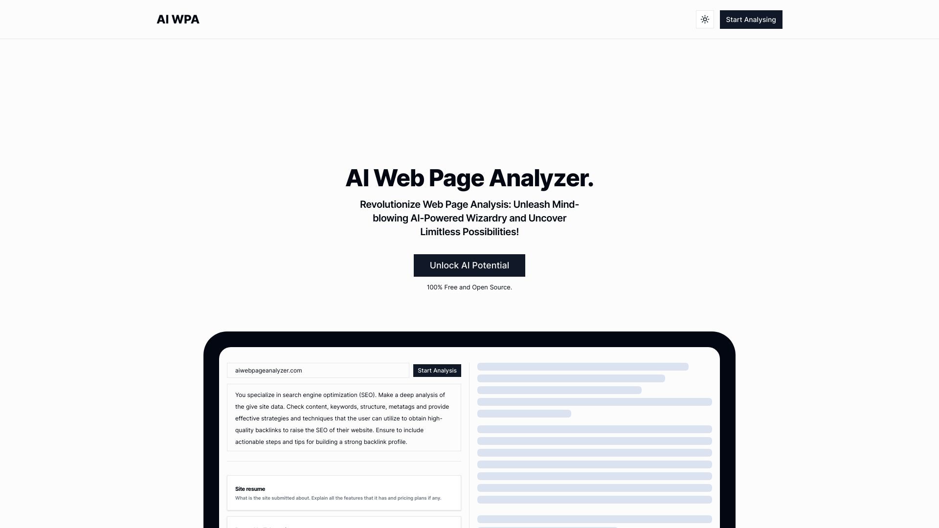 AI Web Page Analyzer (AI WPA) 截图