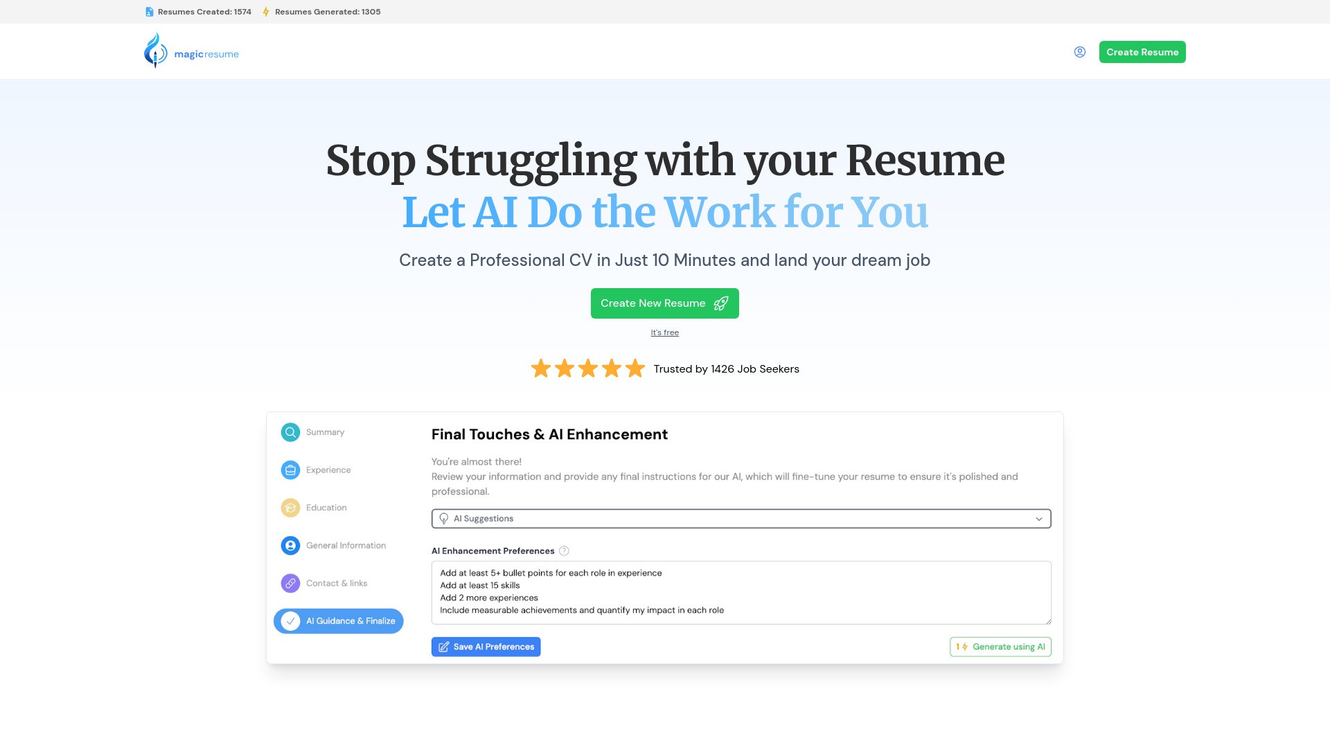 MagicResumeAI - Effortless CV Builder 截图