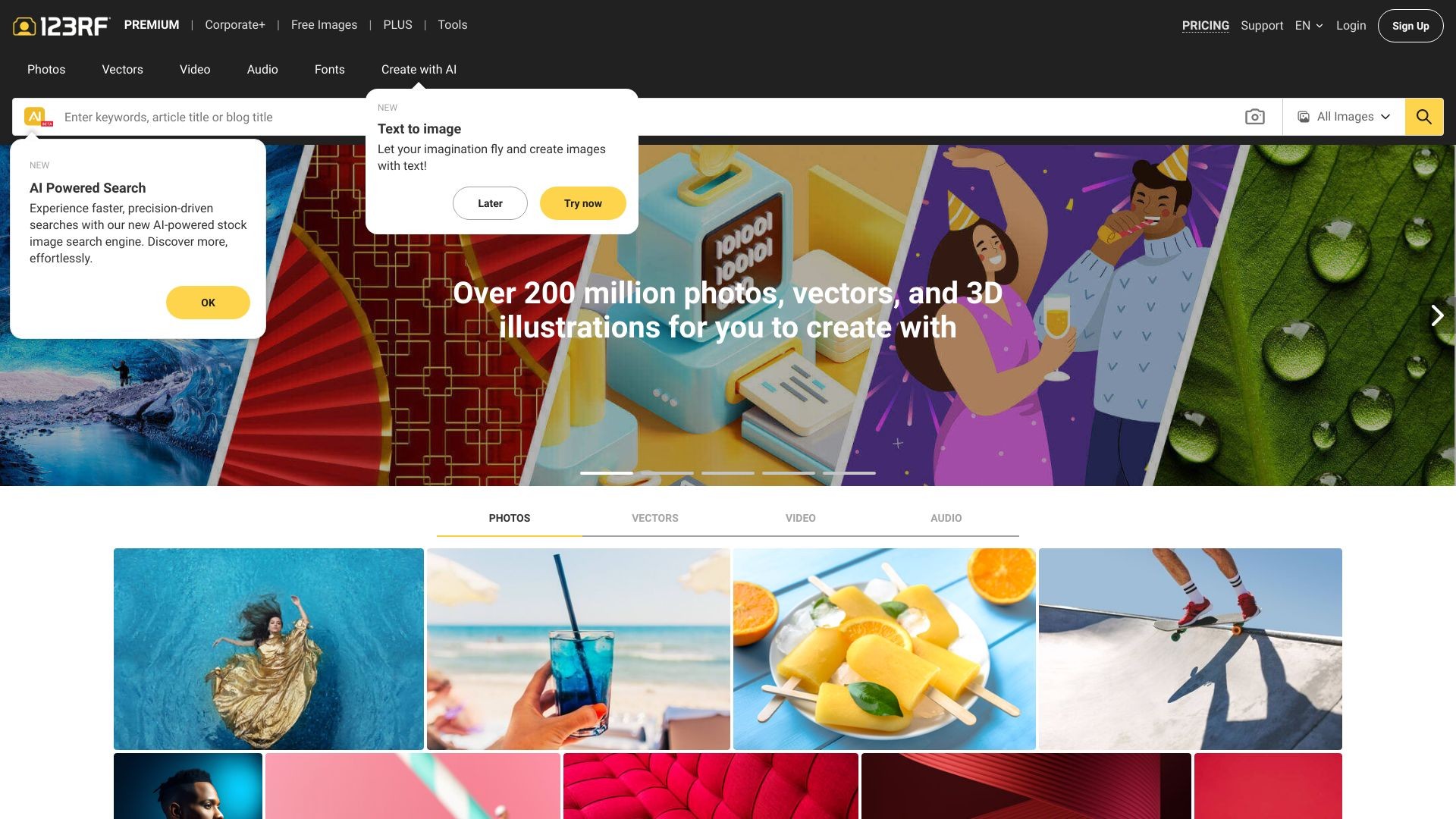 123RF AI Search Engine 截图