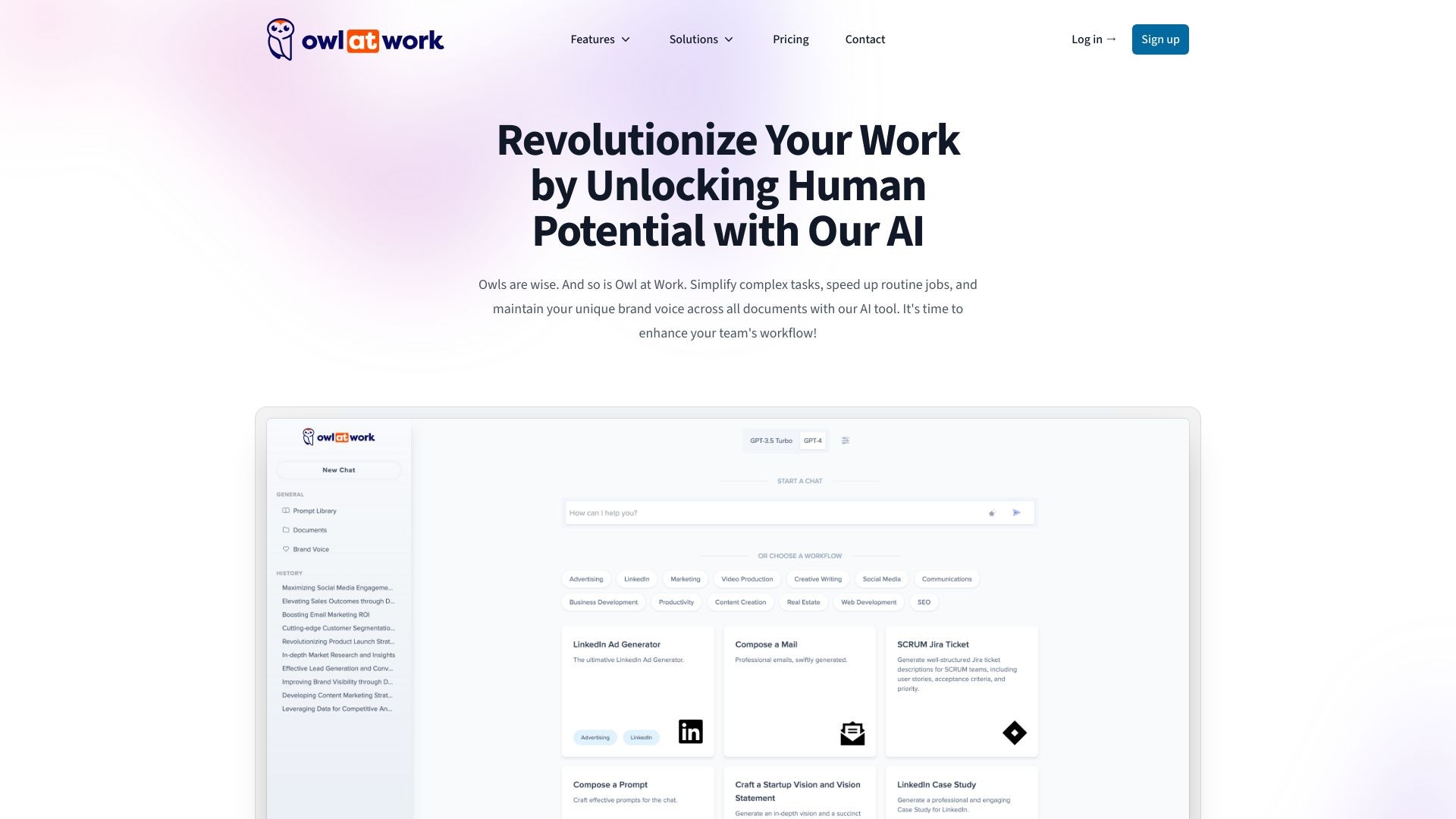 Owl at Work - AI Companion for Businesses 截图