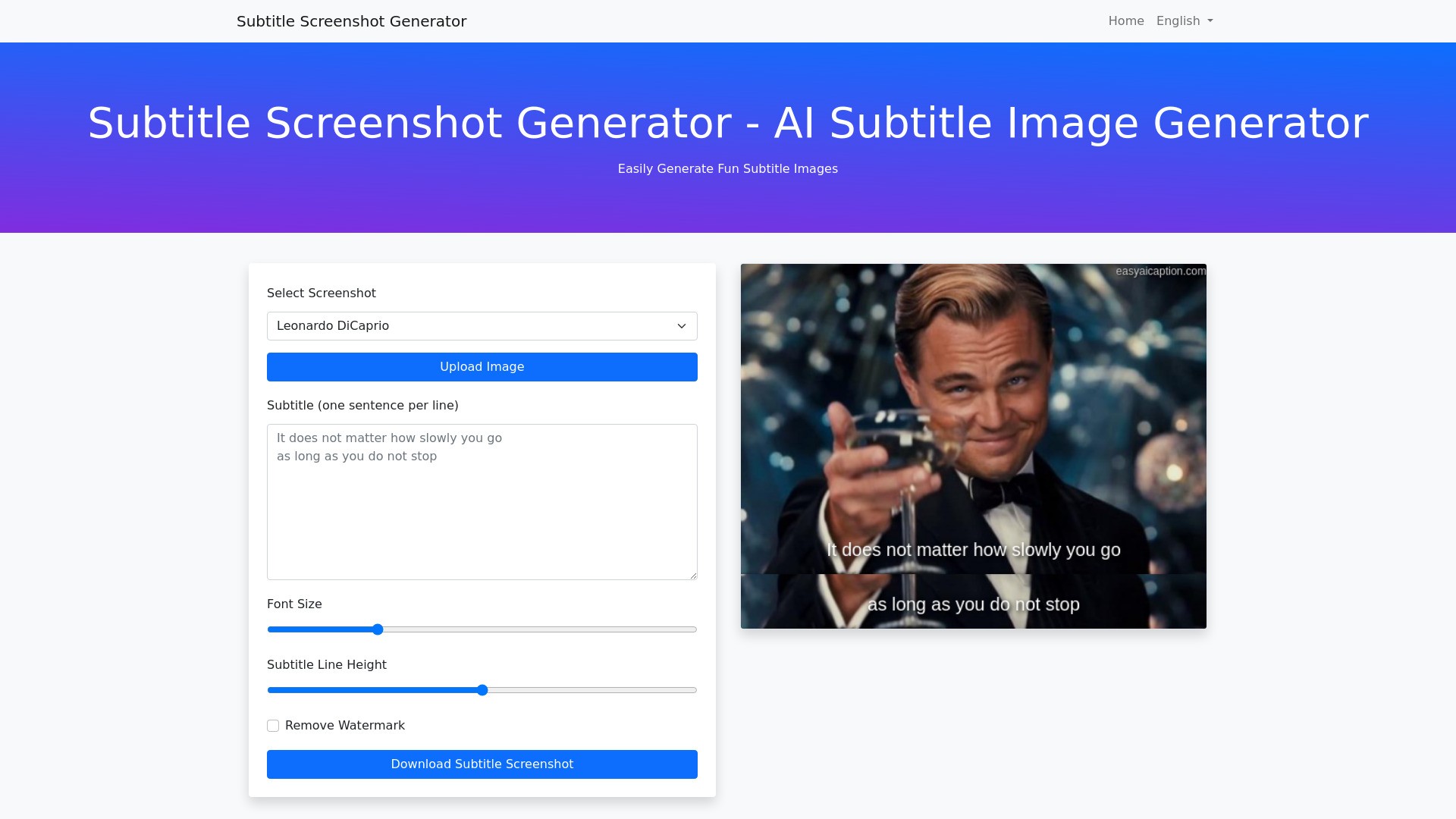 AI Subtitle Image Generator 截图