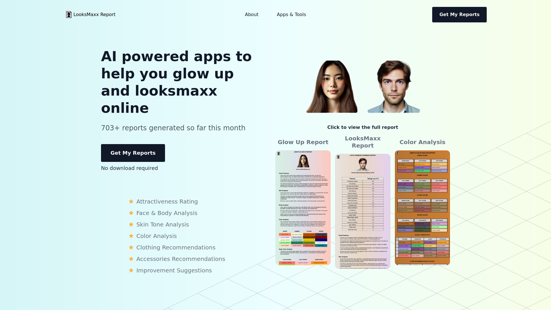 LooksMaxx AI - AI powered apps to help you glow up and looksmaxx online 截图