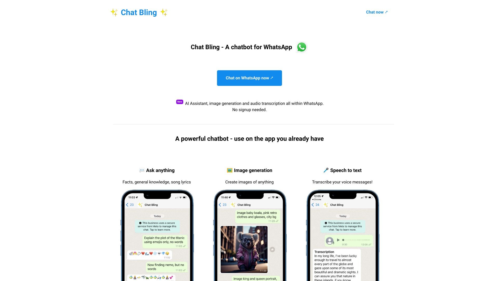 Chat Bling with AI 截图