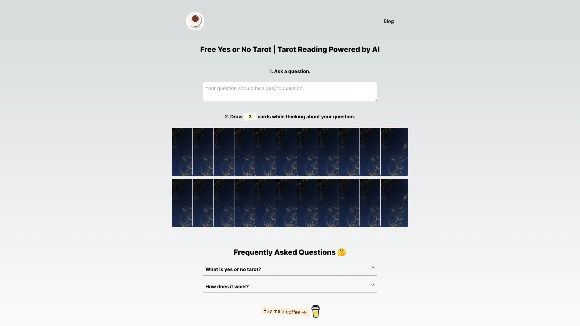 AI yes-or-no tarot reader 截图