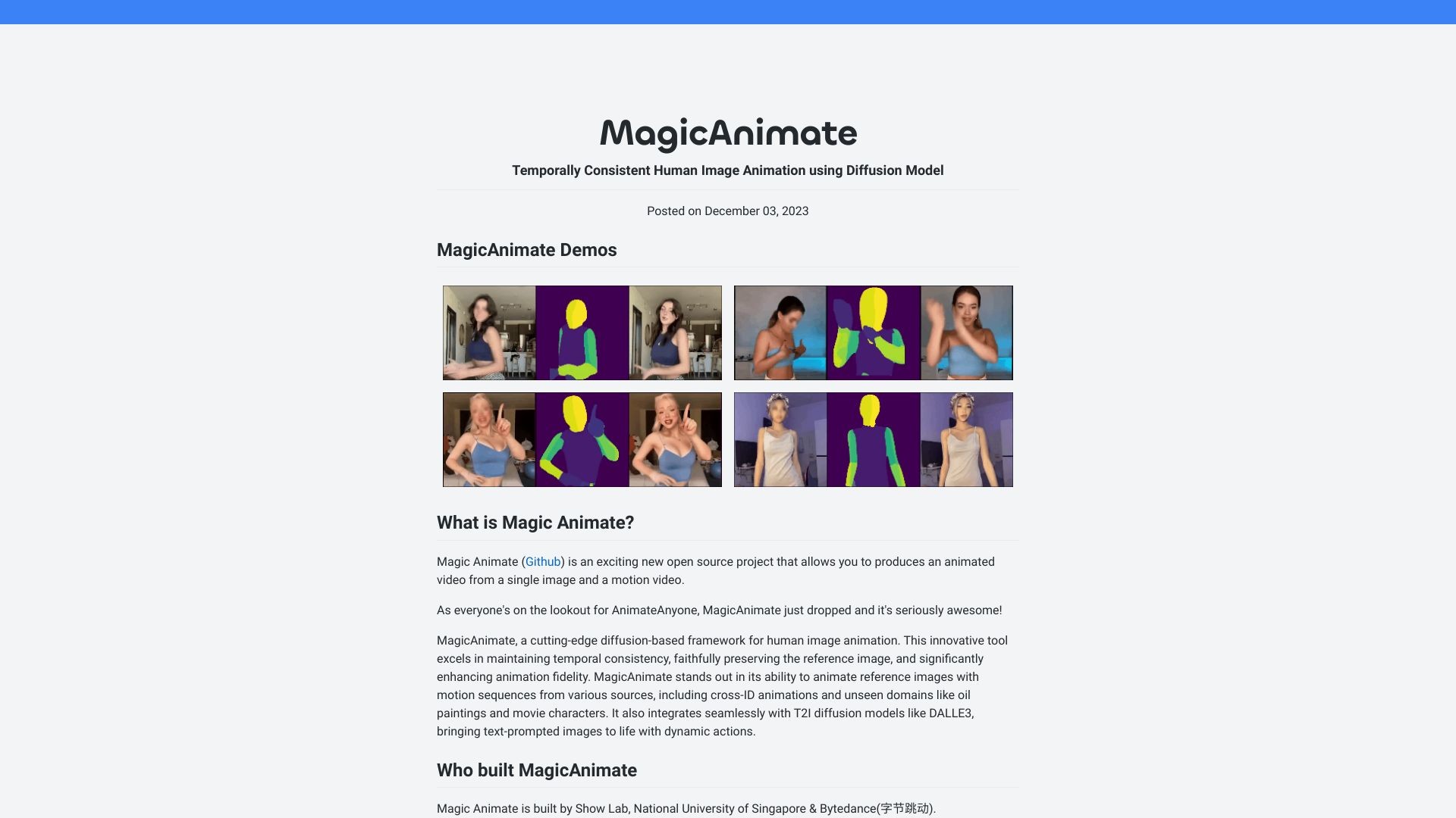 MagicAnimate Playground 截图