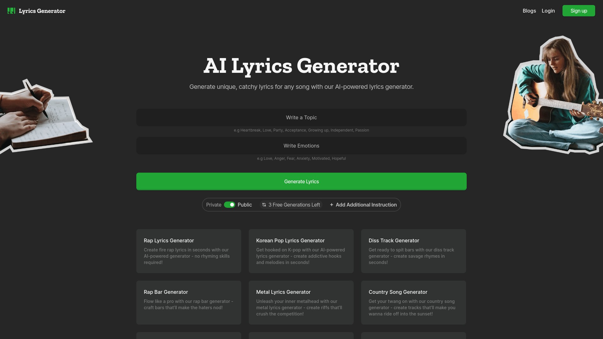 AI Lyrics Generator 截图