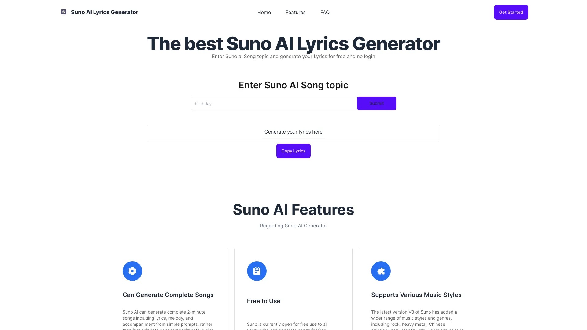 The best Suno AI Lyrics Generator 截图
