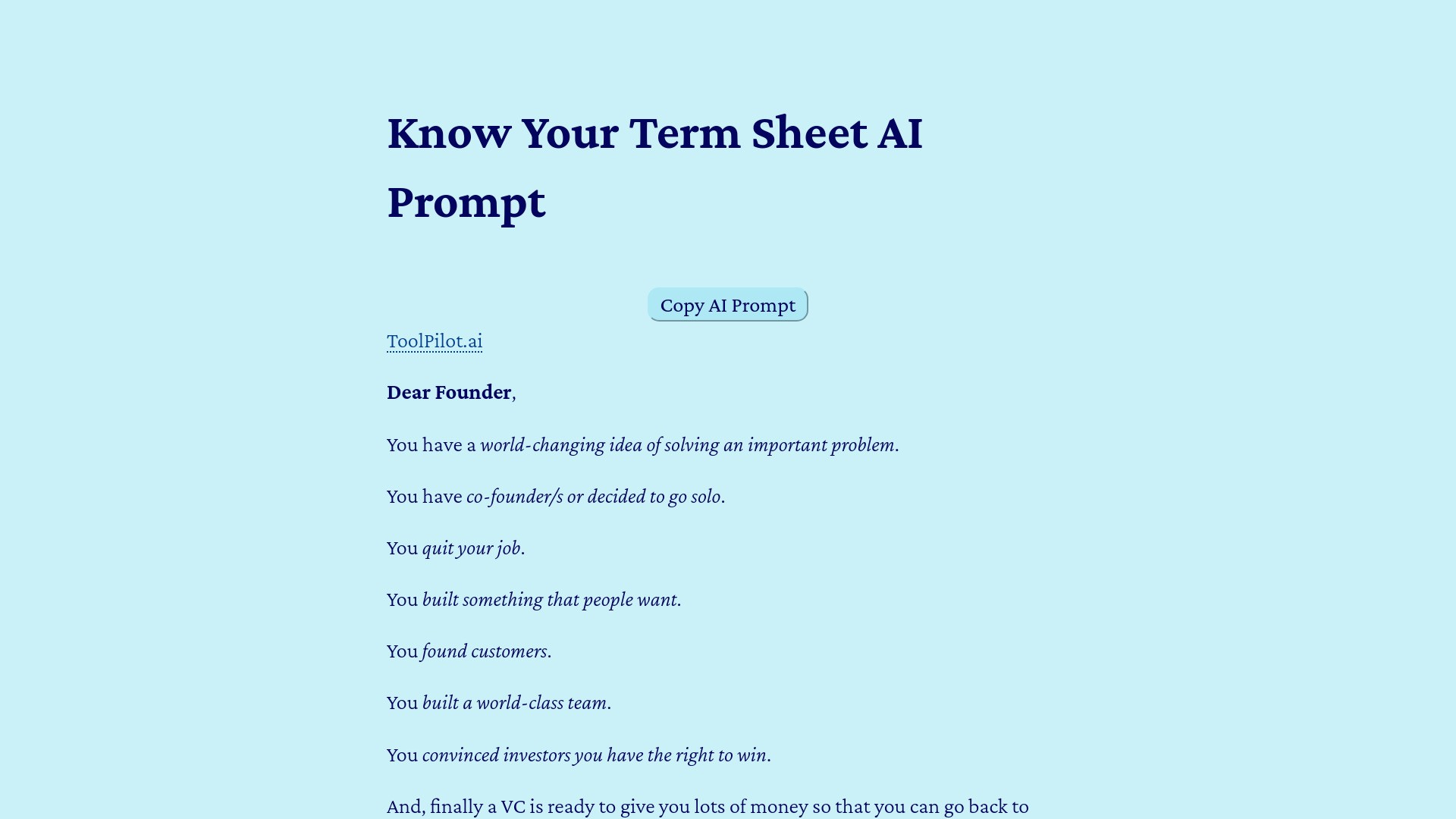 Know Your Term Sheet AI Prompt 截图