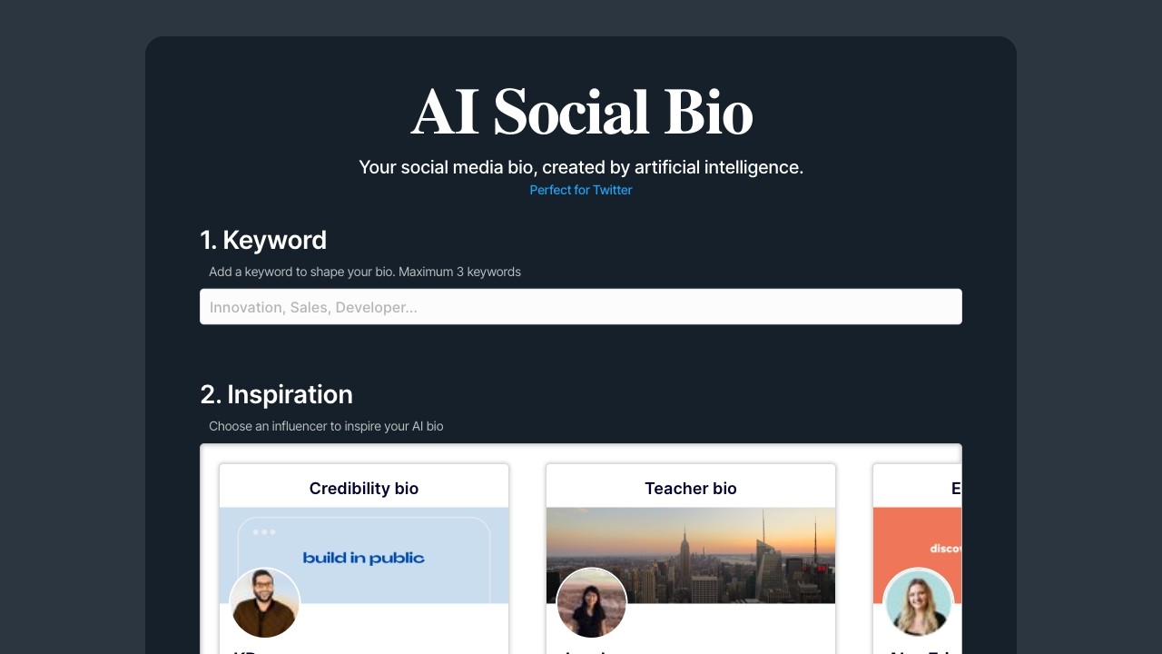 AI Social Bio 截图