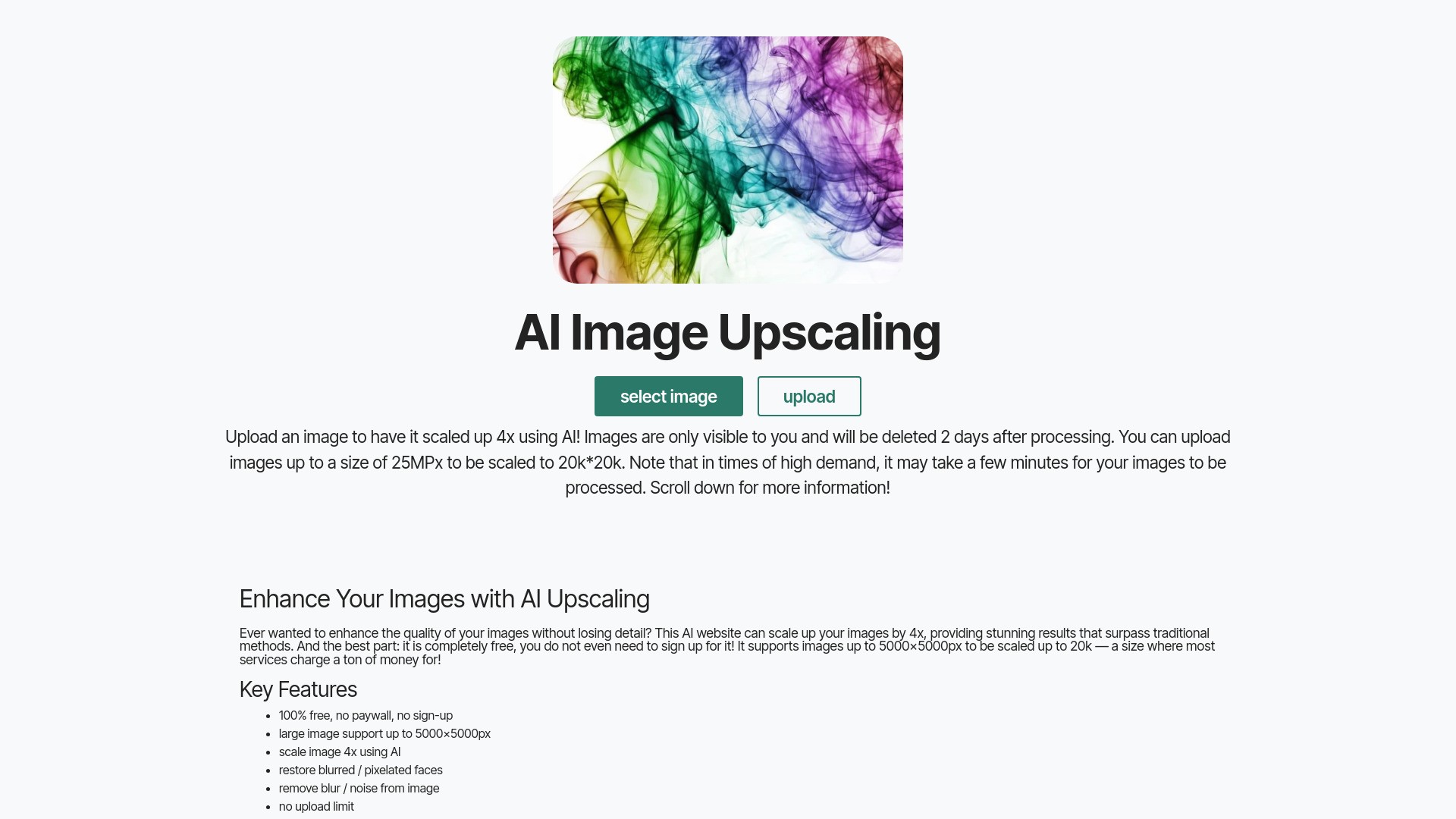 Free AI Image Upscaling 截图