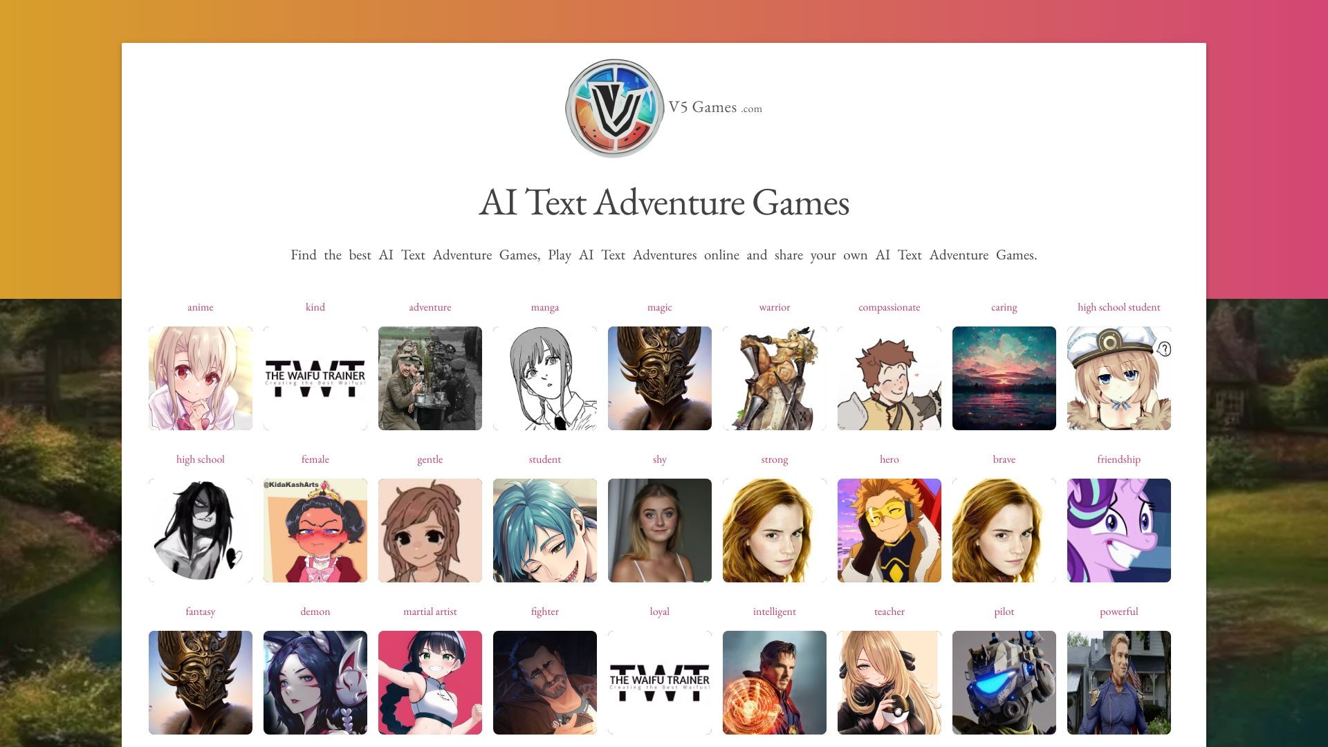 AI Text Adventures - V5 Games 截图
