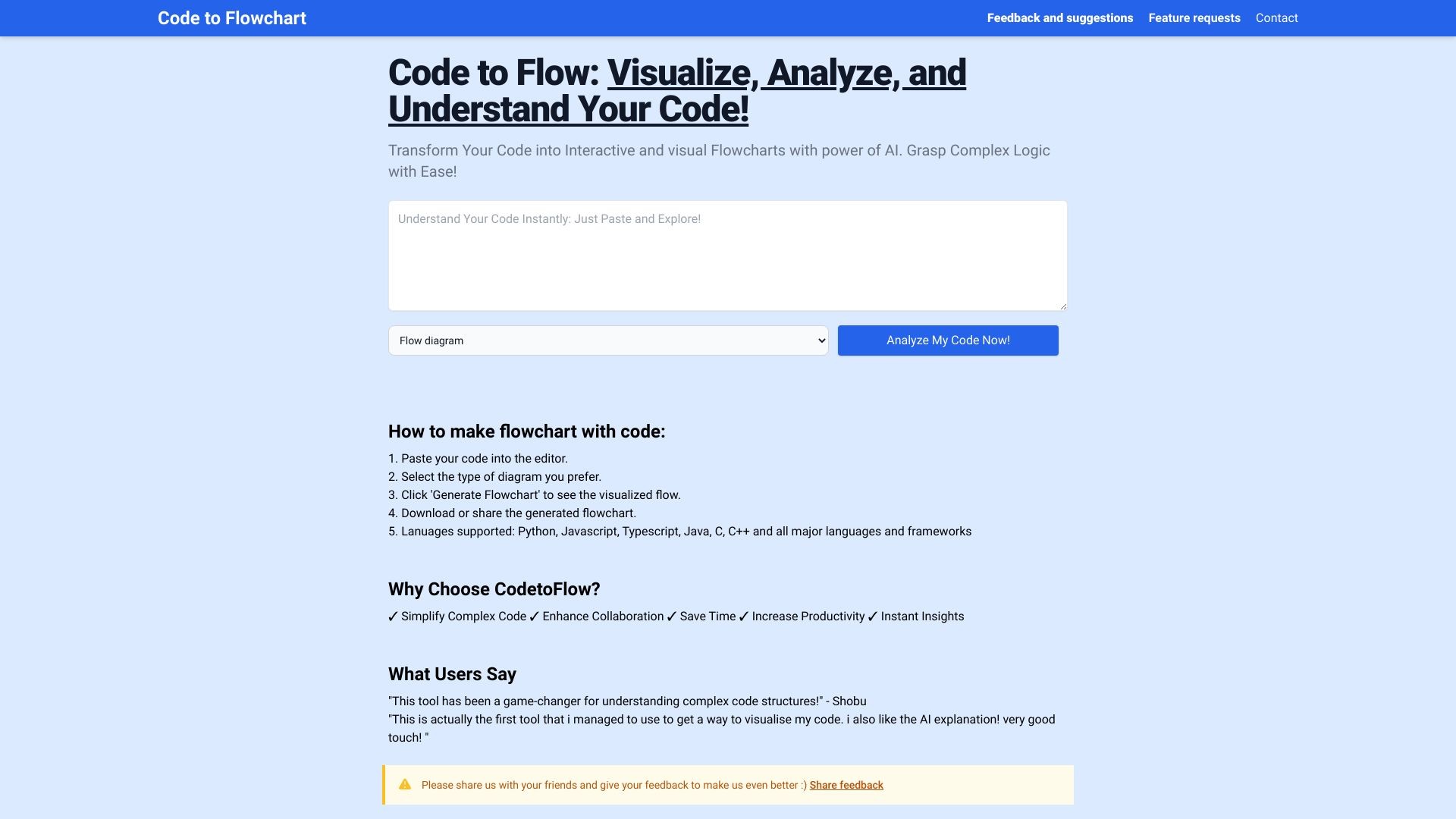 Code to Flow: Visualize your code 截图