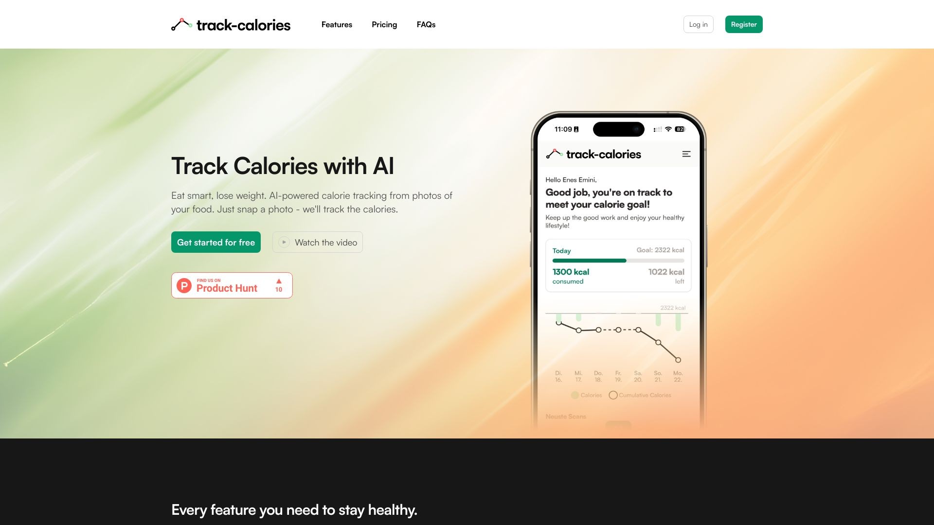 track-calories.com 截图