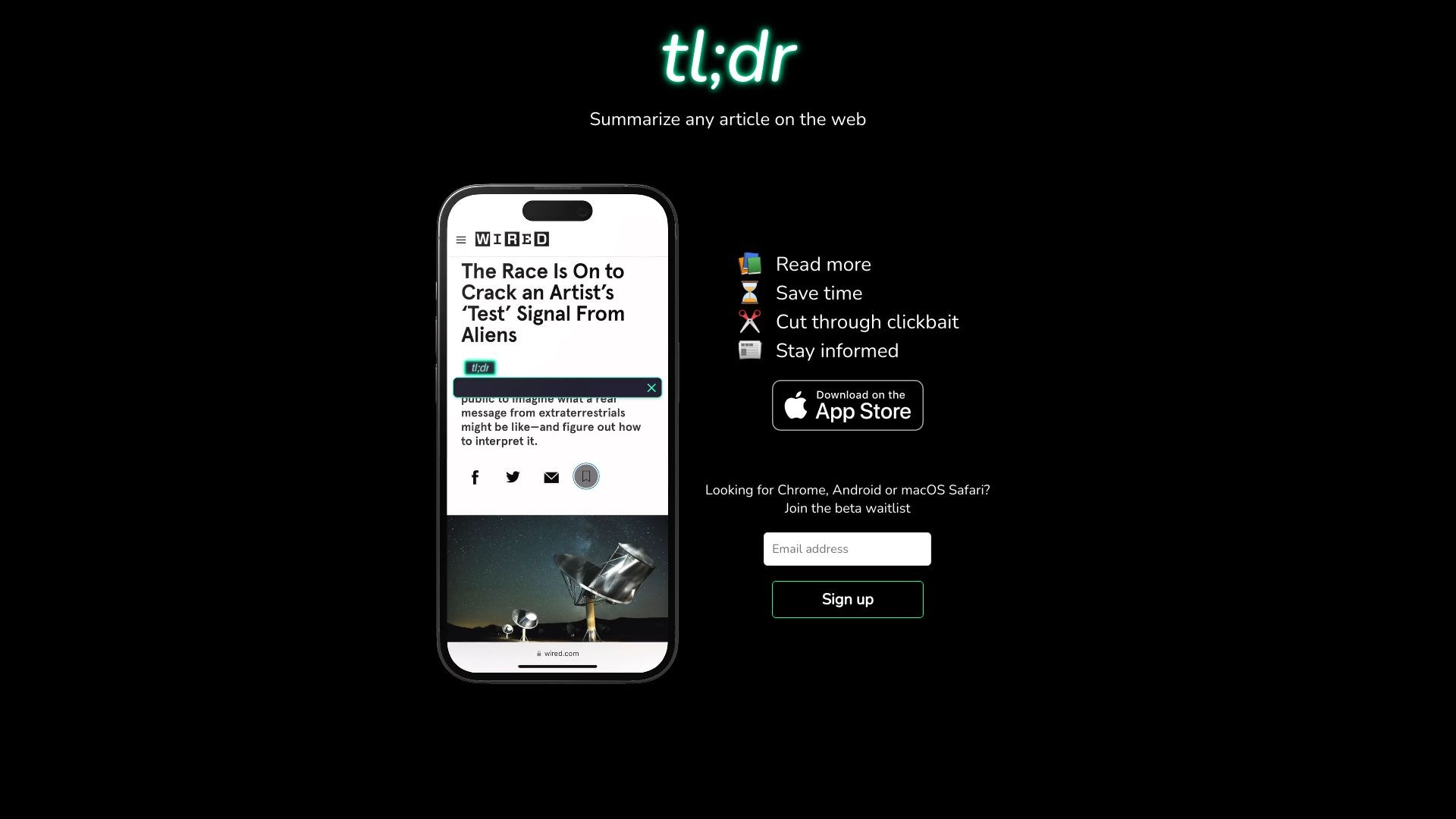 tl;dr AI Summarizer 截图