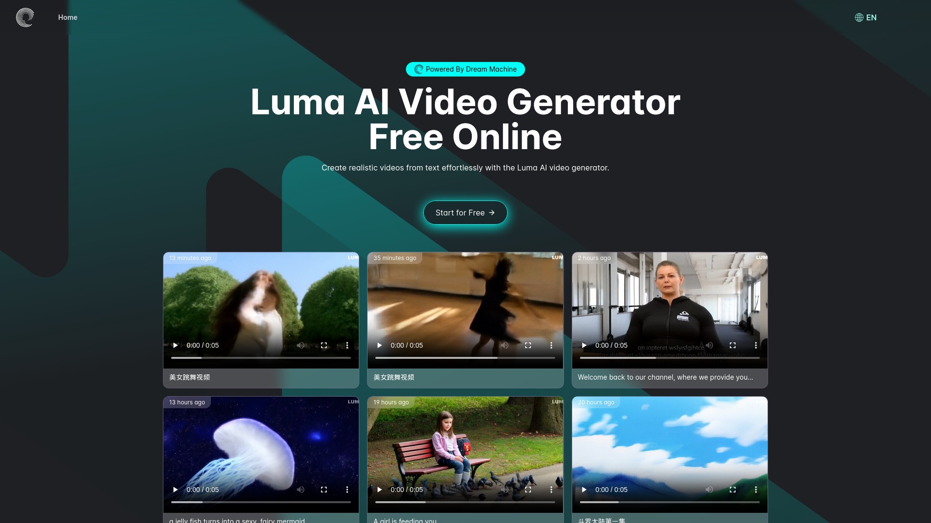 Luma AI Video Generator Free Online Powered By Dream Machine 截图