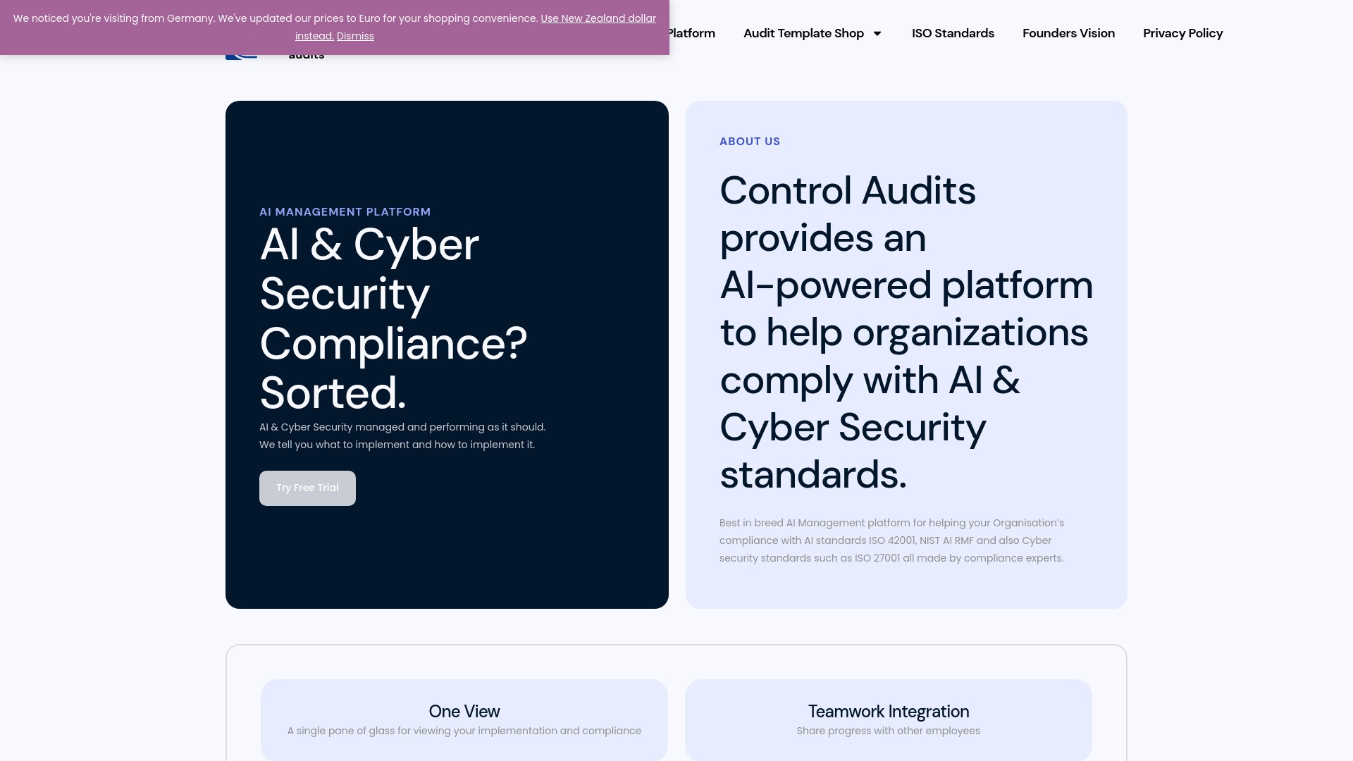 ControlAudits.com AI Compliance Platform 截图