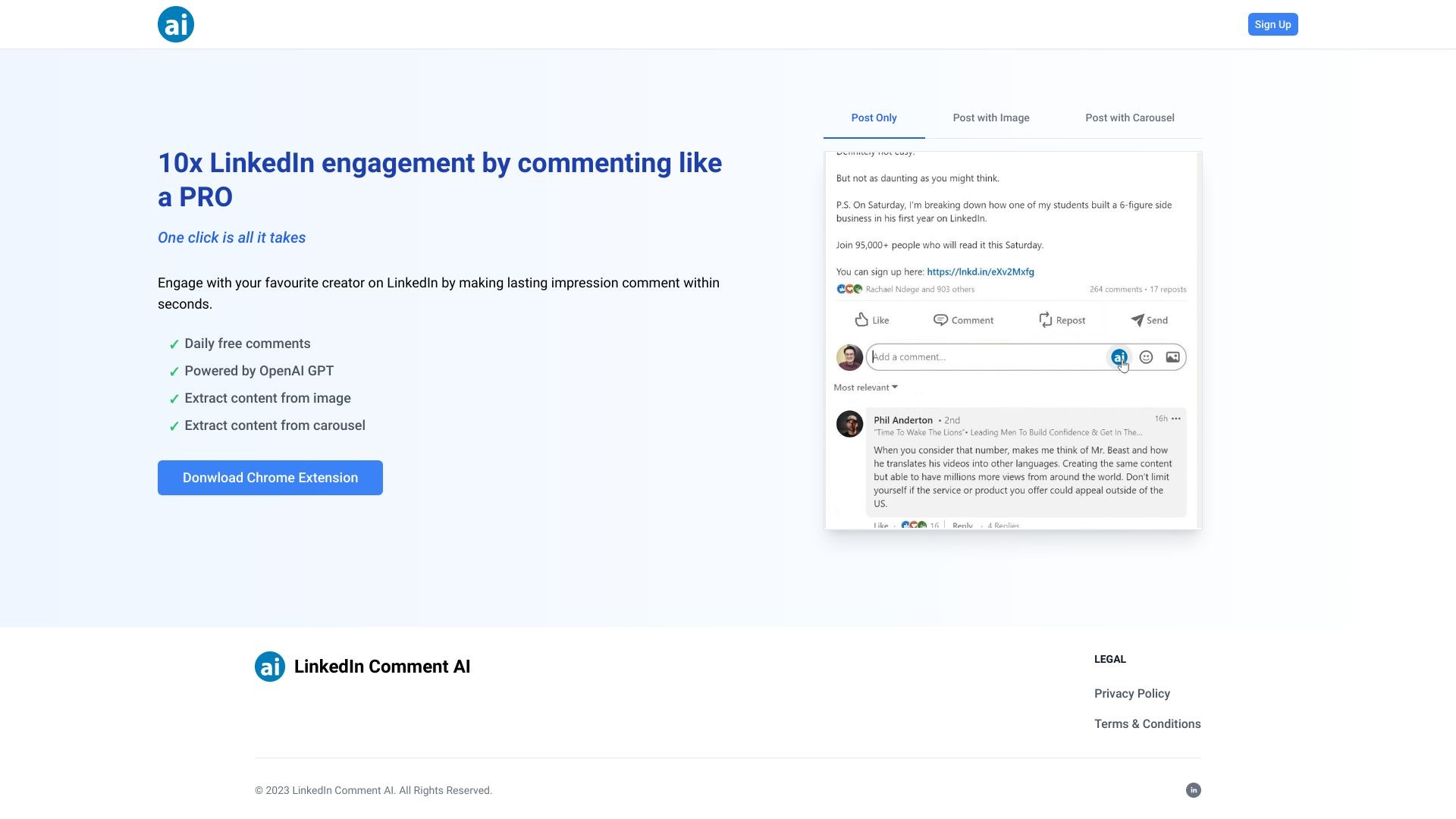 LinkedIn Comment AI 截图
