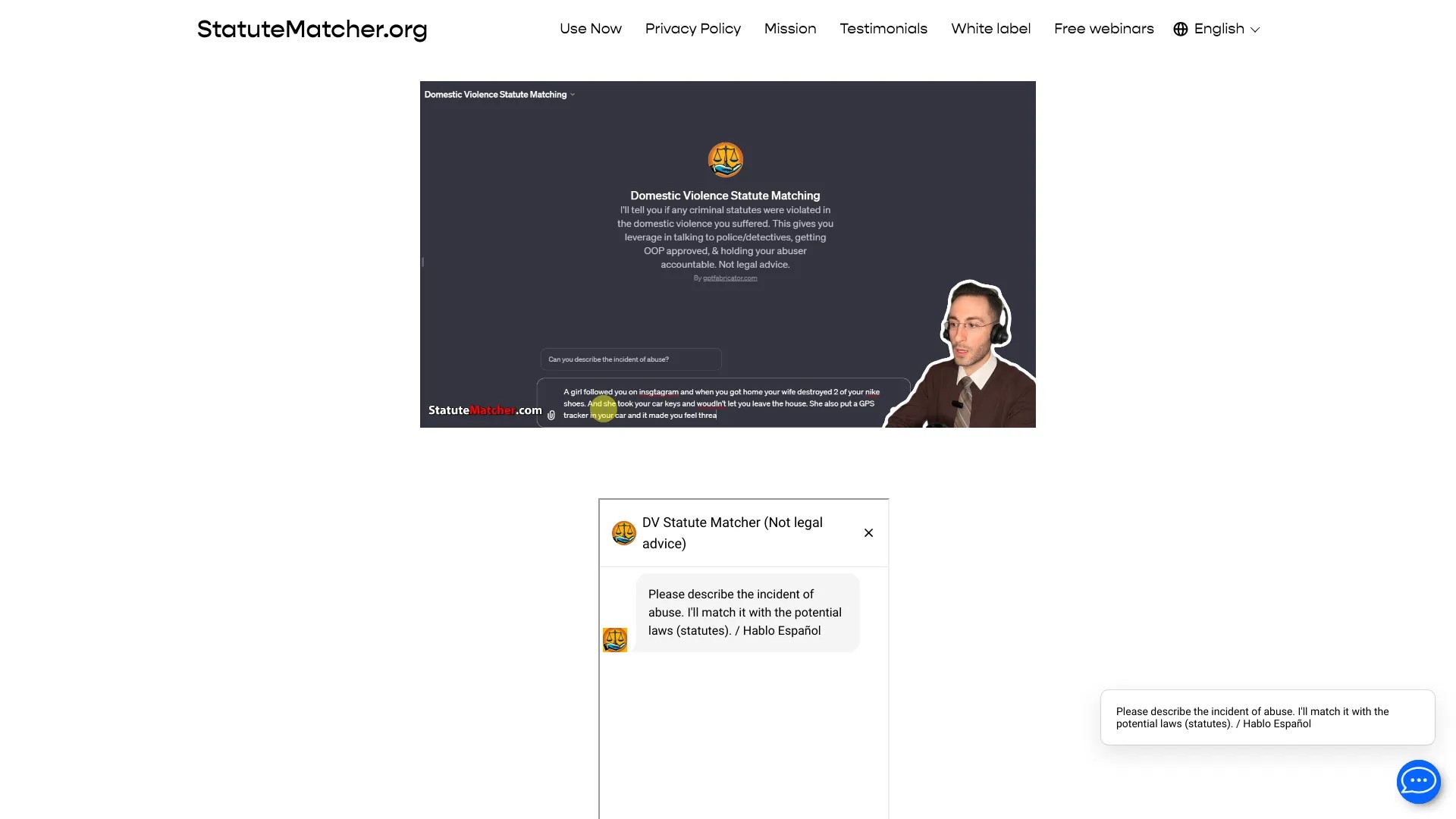 Domestic Violence Statute Matcher 截图
