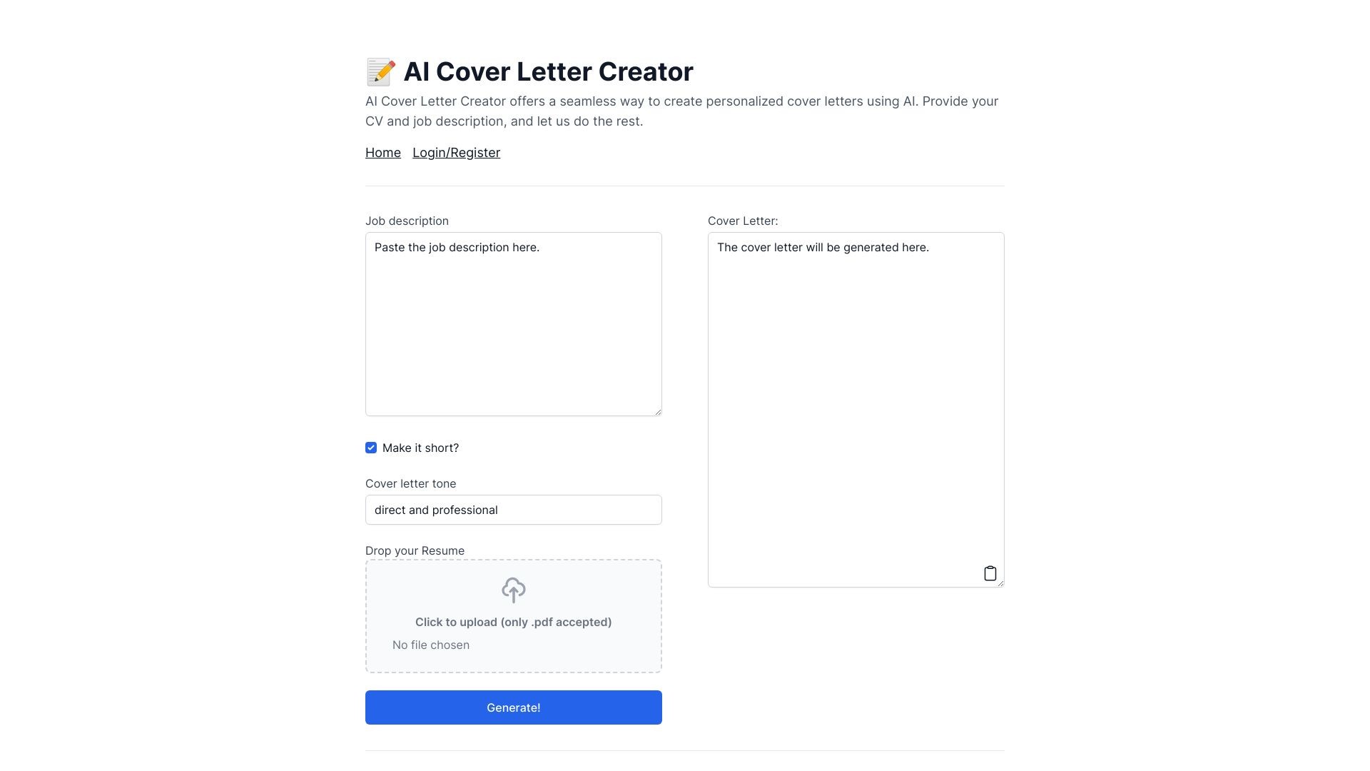 AI Cover Letter Creator 截图