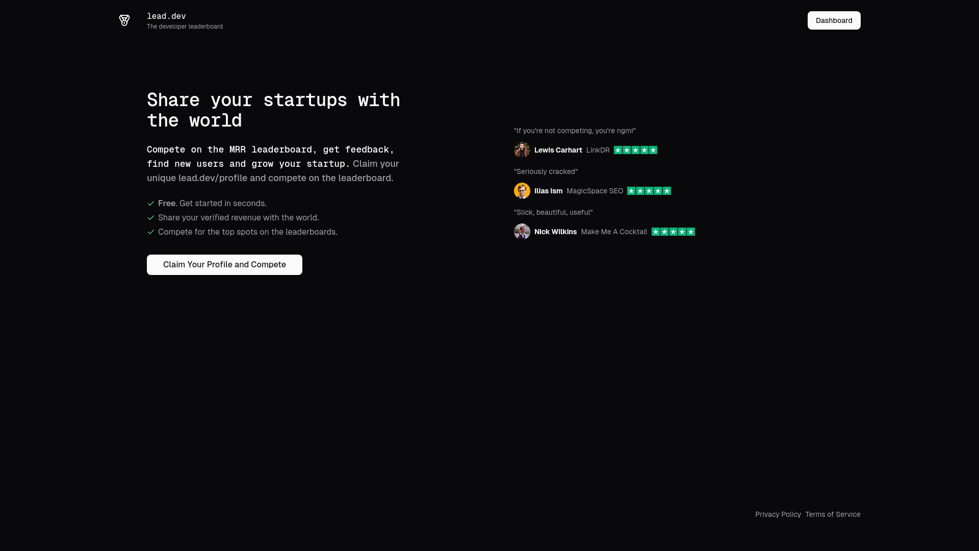 Lead | MRR Leaderboards 截图