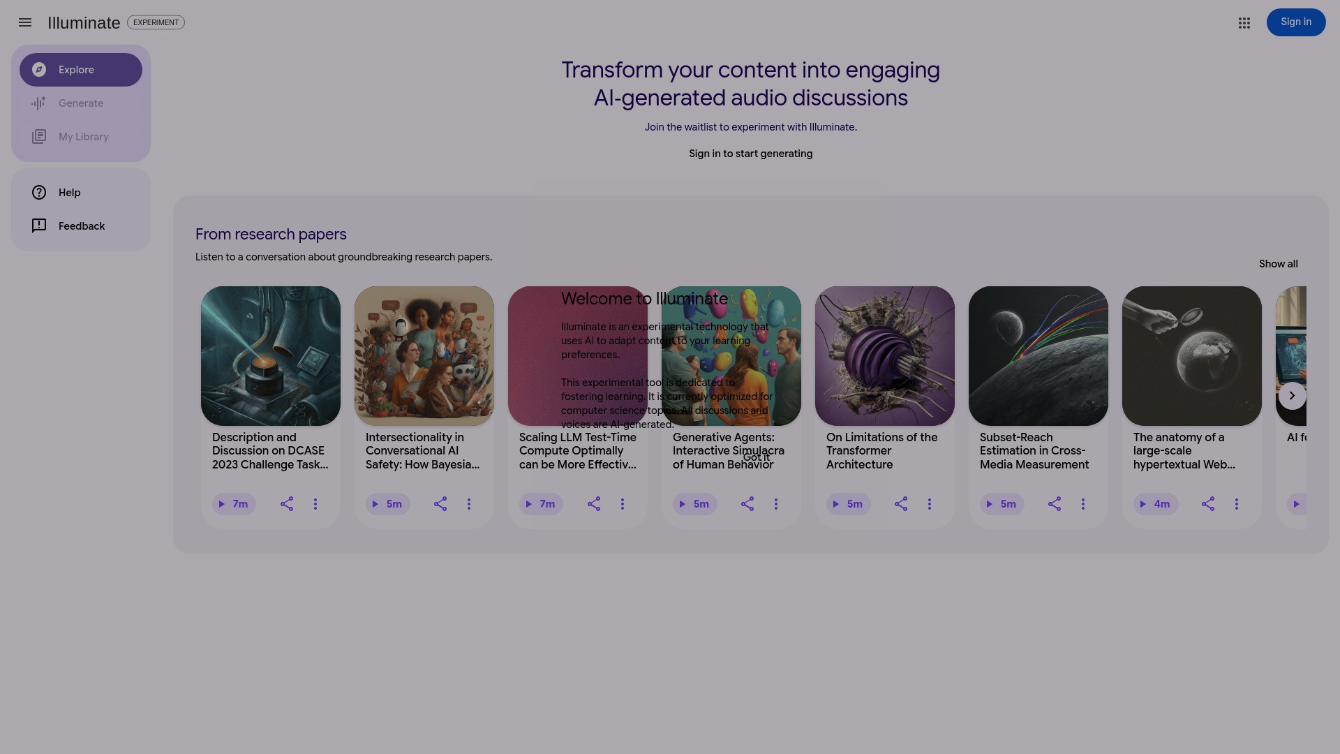 Google Illuminate 截图