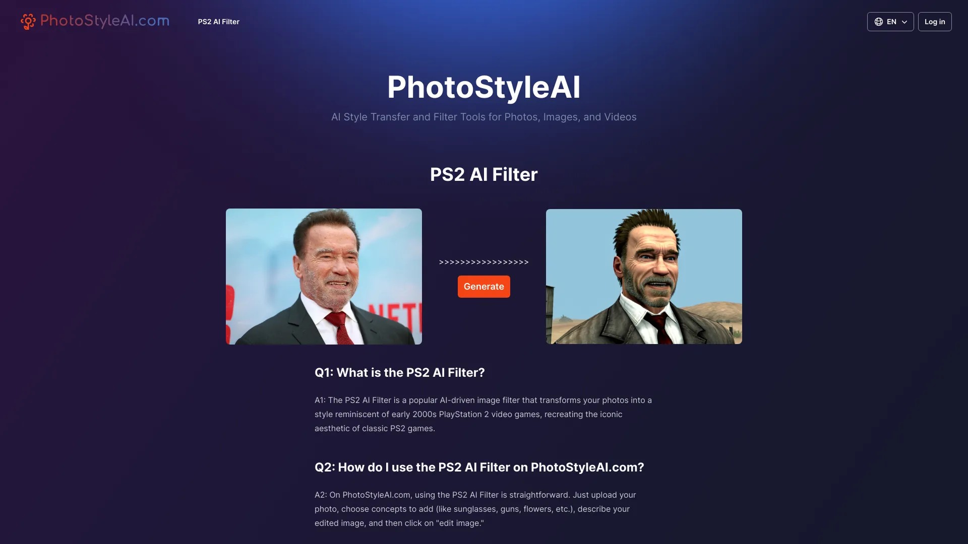 PS2 AI Filter by PhotoStyleAI 截图