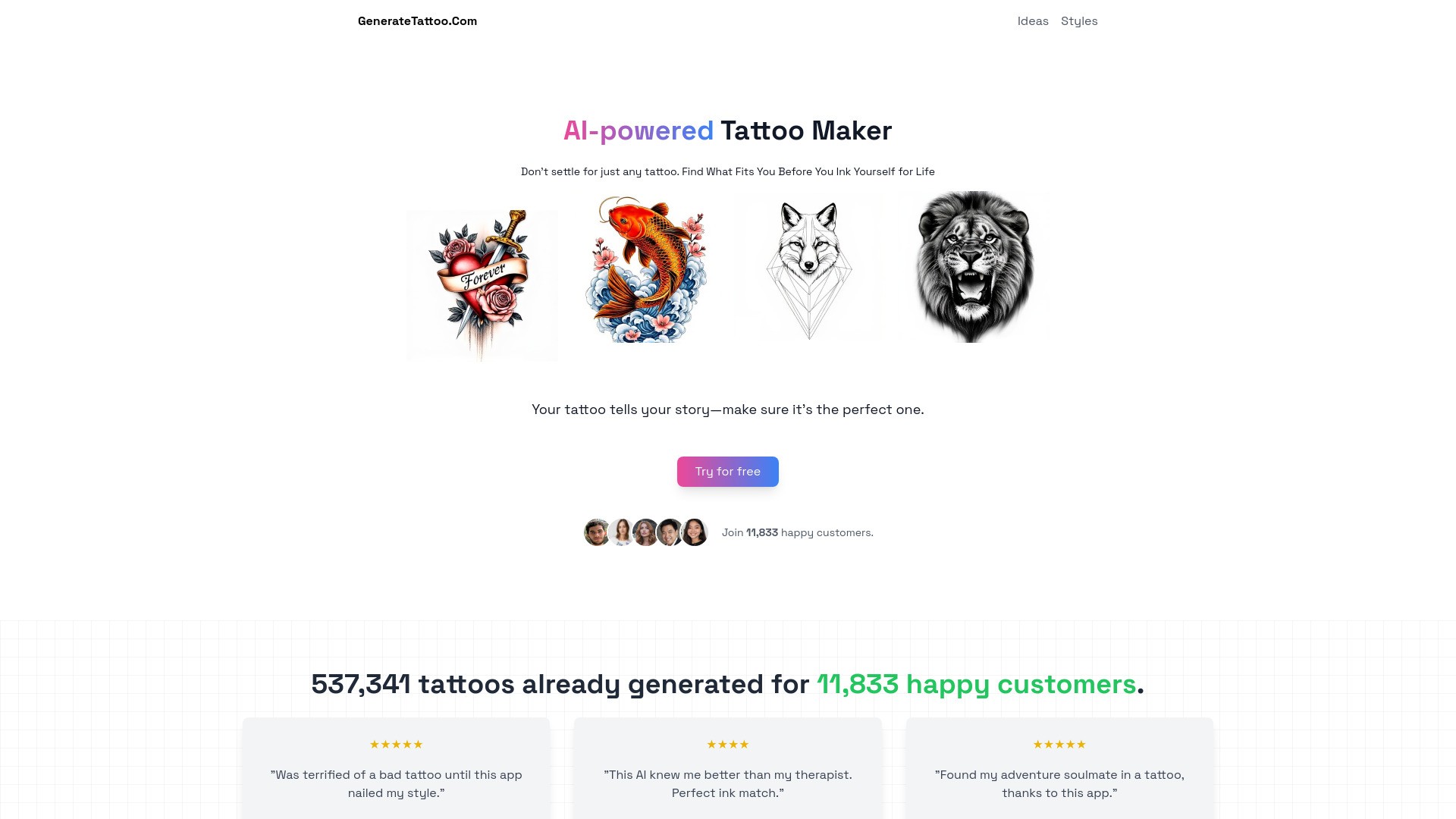 generatetattoo.com 截图