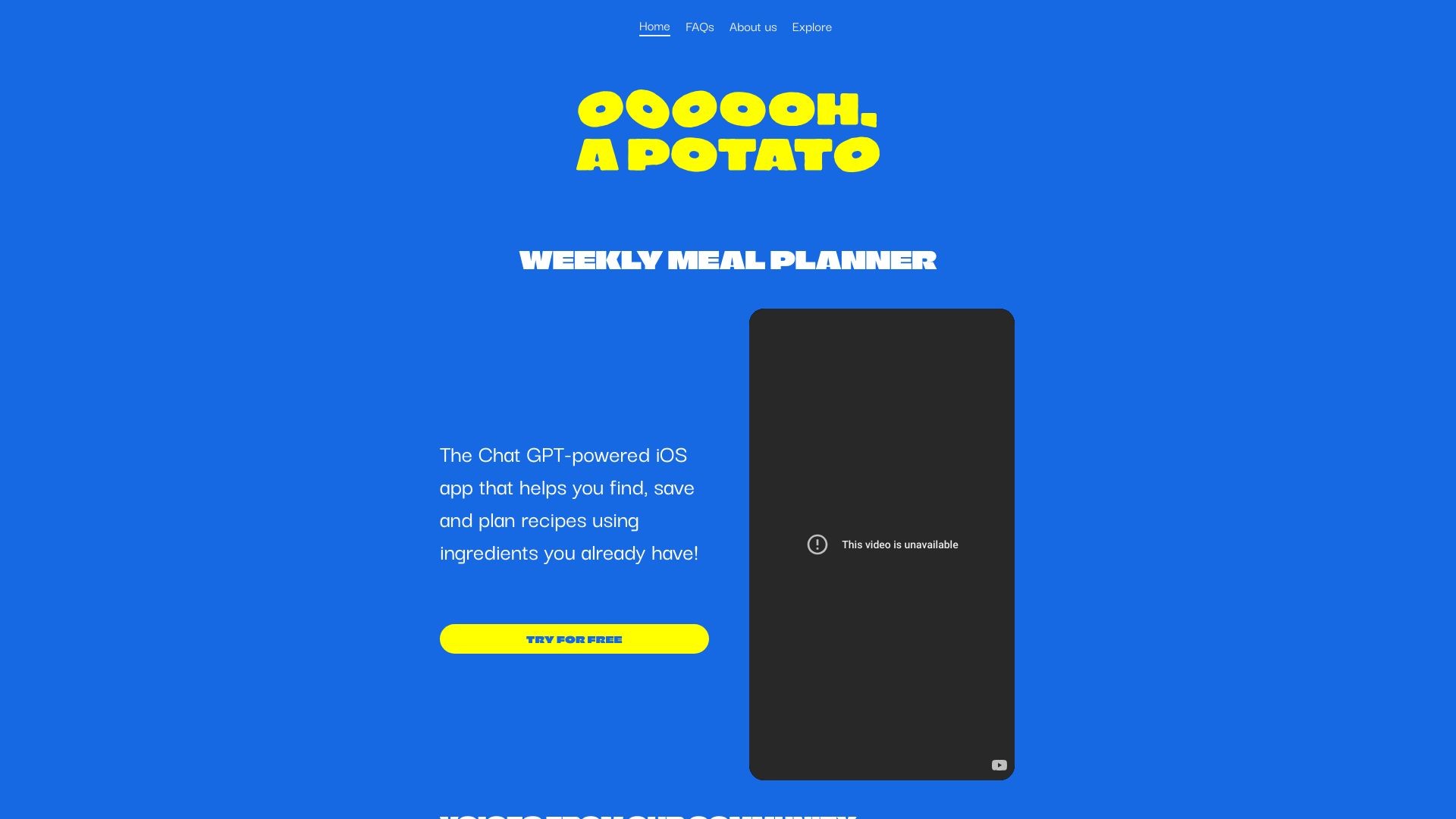 Menu planner - OH, a potato! 截图