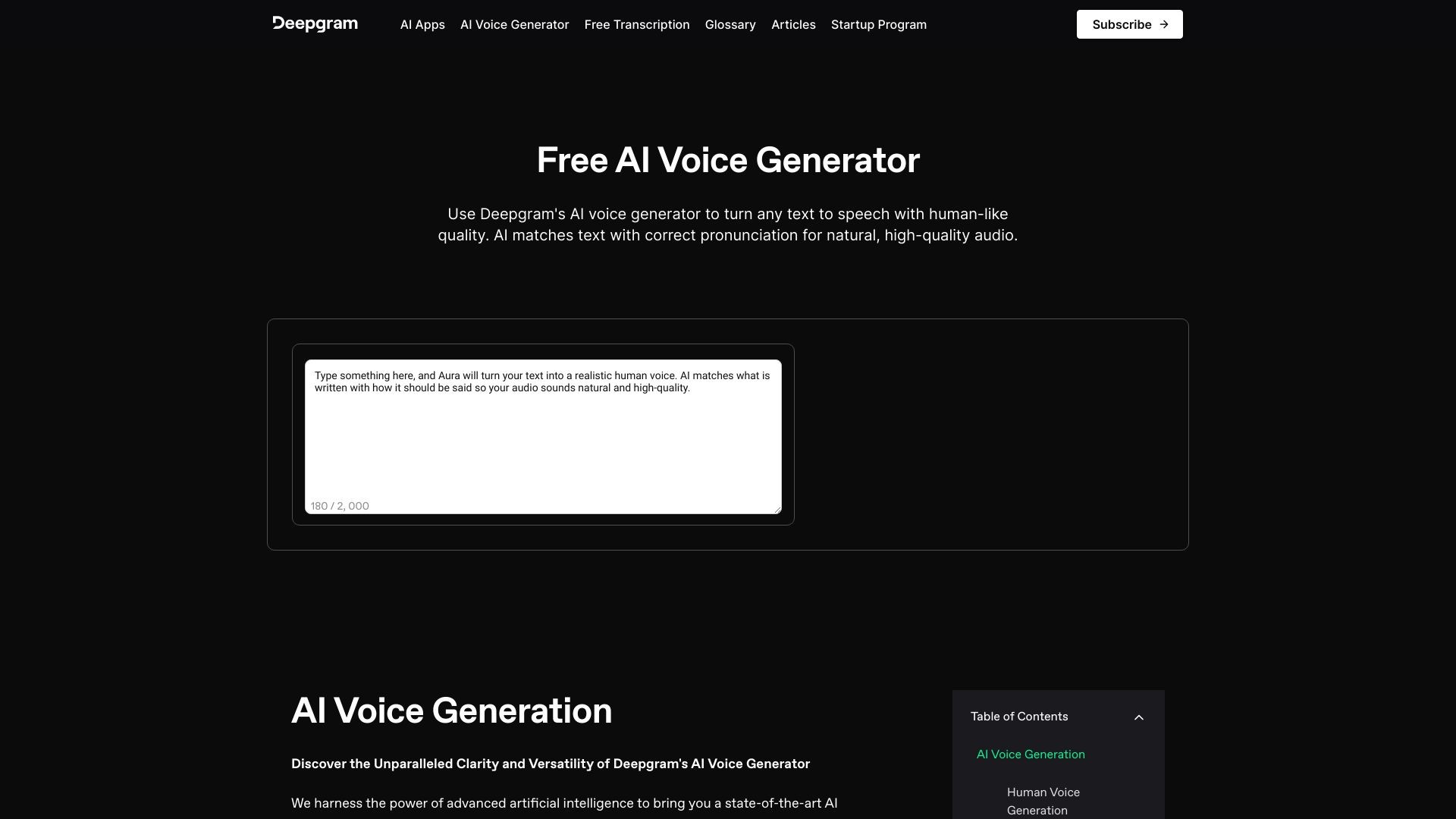 Deepgram AI Voice Generator 截图
