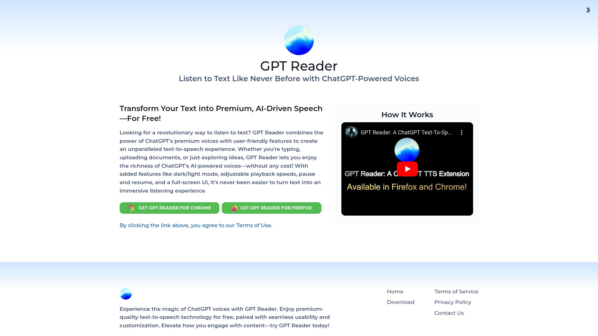 GPT Reader: A Free AI Text-to-Speech 截图