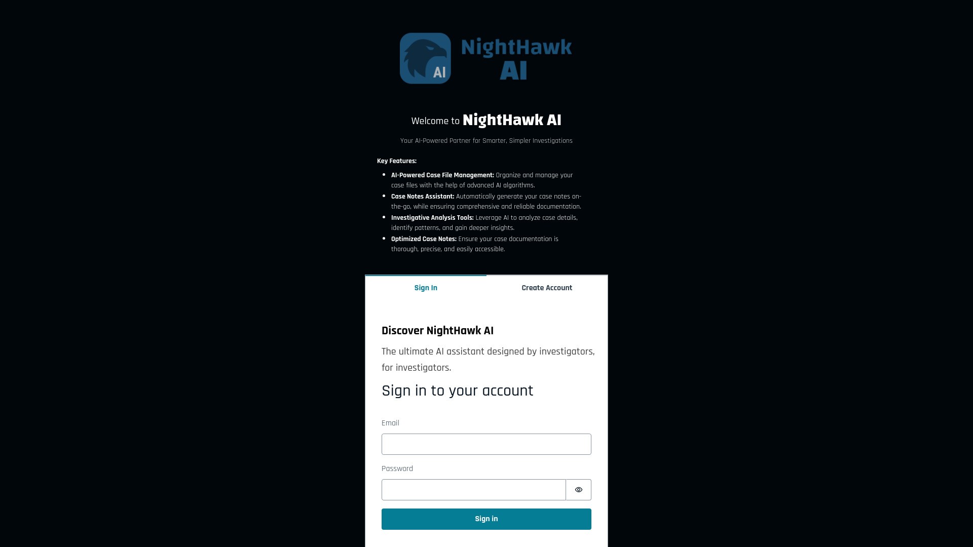 NightHawk - AI for Private Investigators 截图