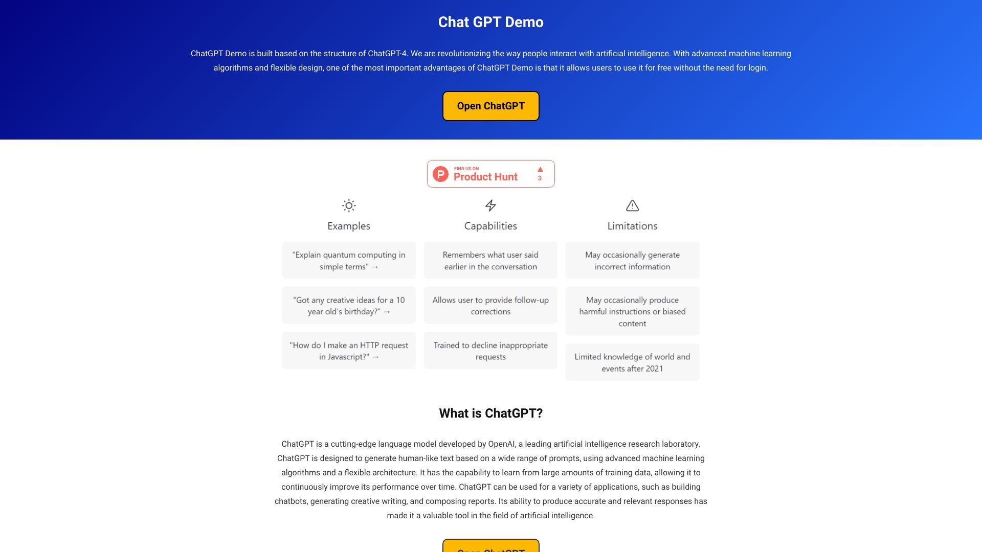 Chat GPT Demo 截图