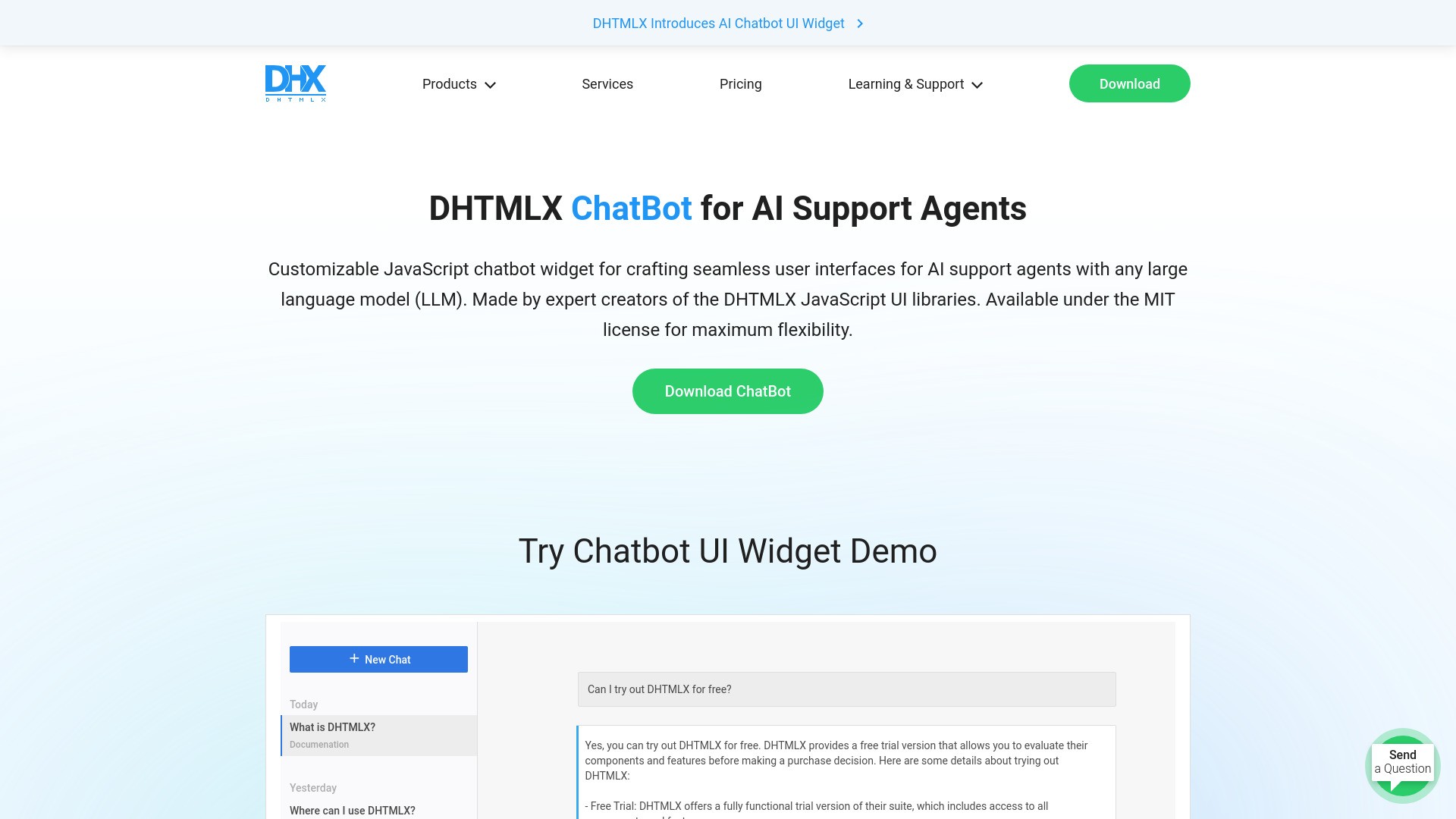 DHTMLX Chatbot 截图