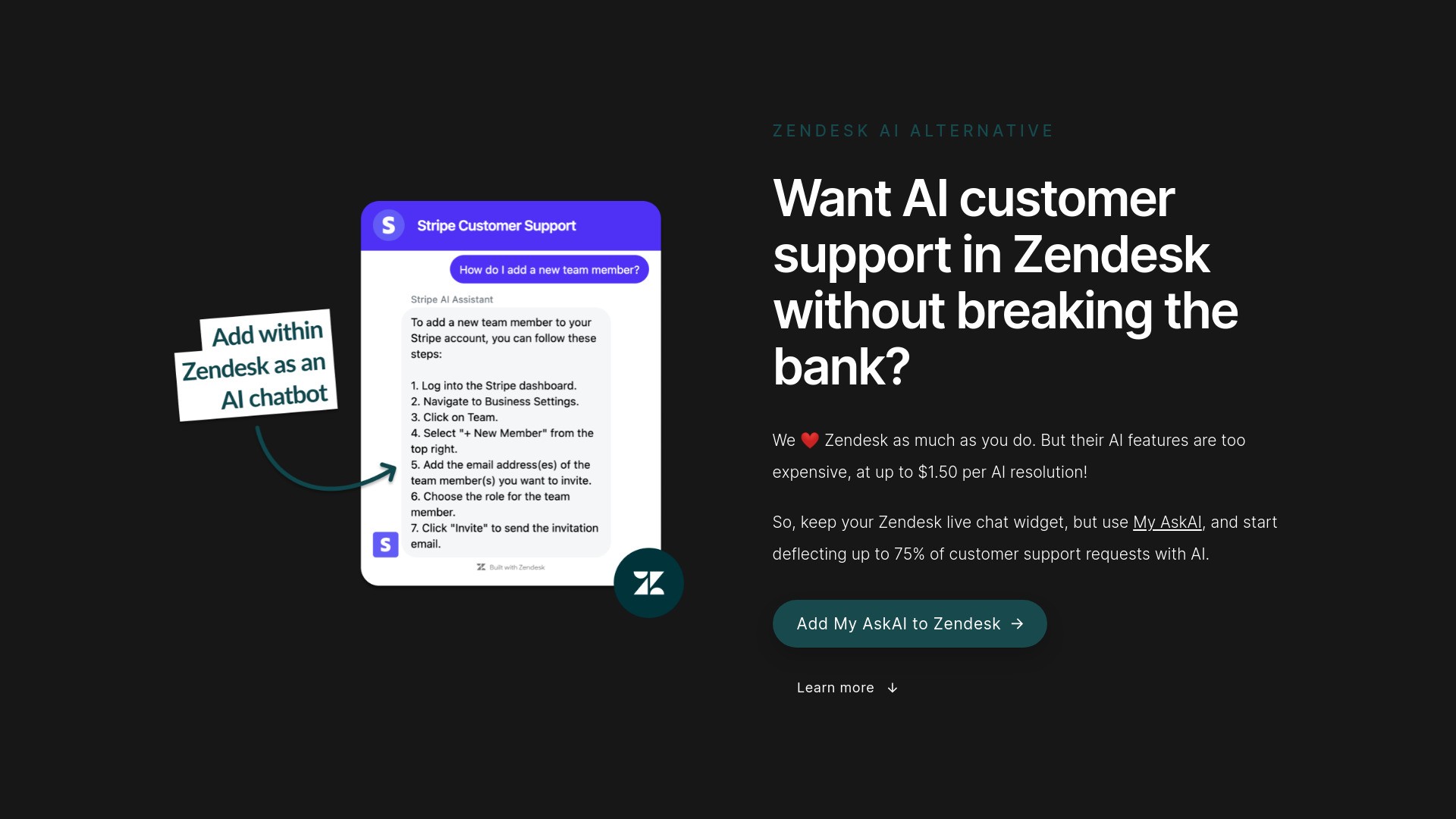 Zendesk AI (but cheaper) 截图