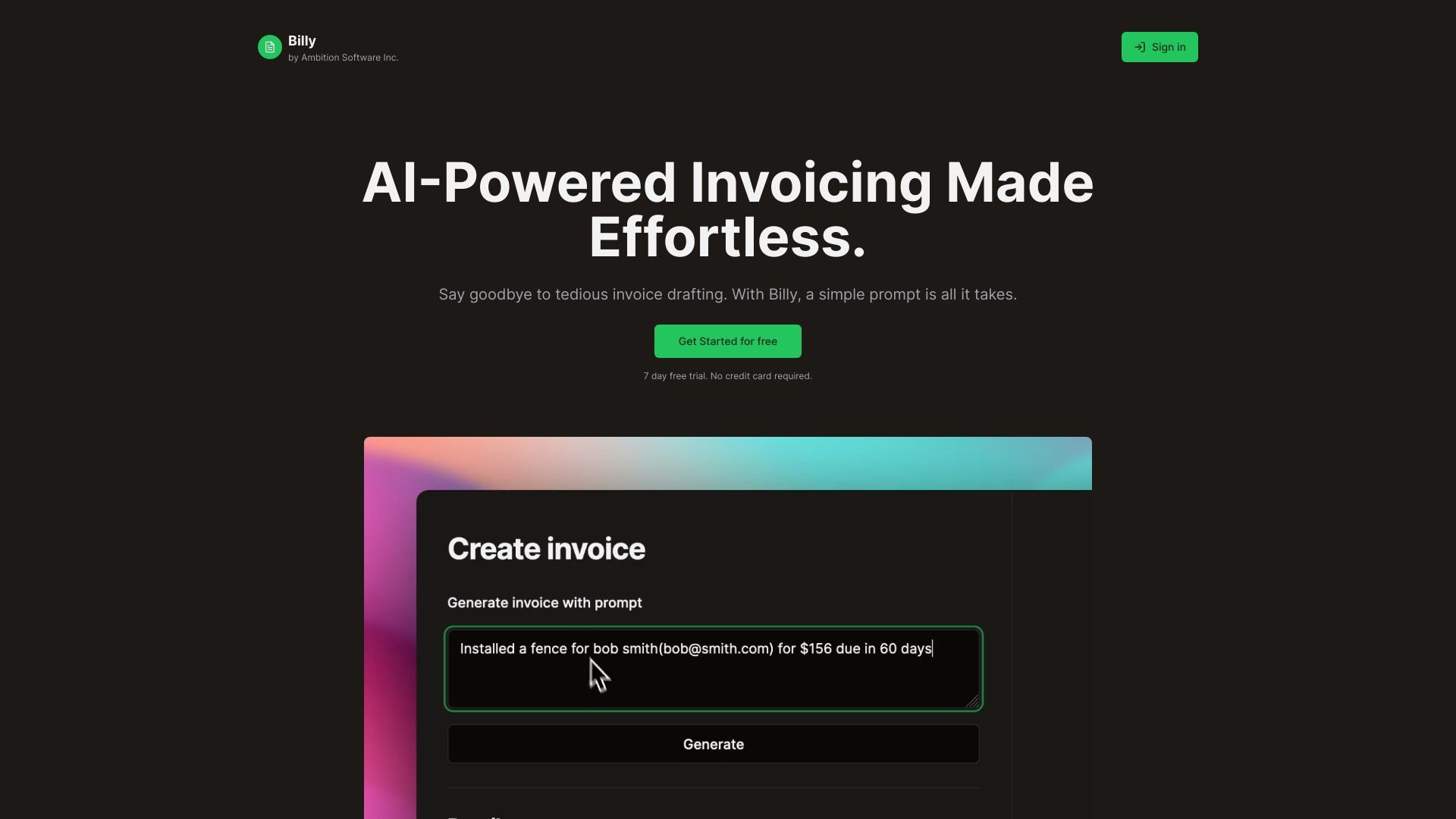 Billy: AI Invoicing Made Effortless. 截图