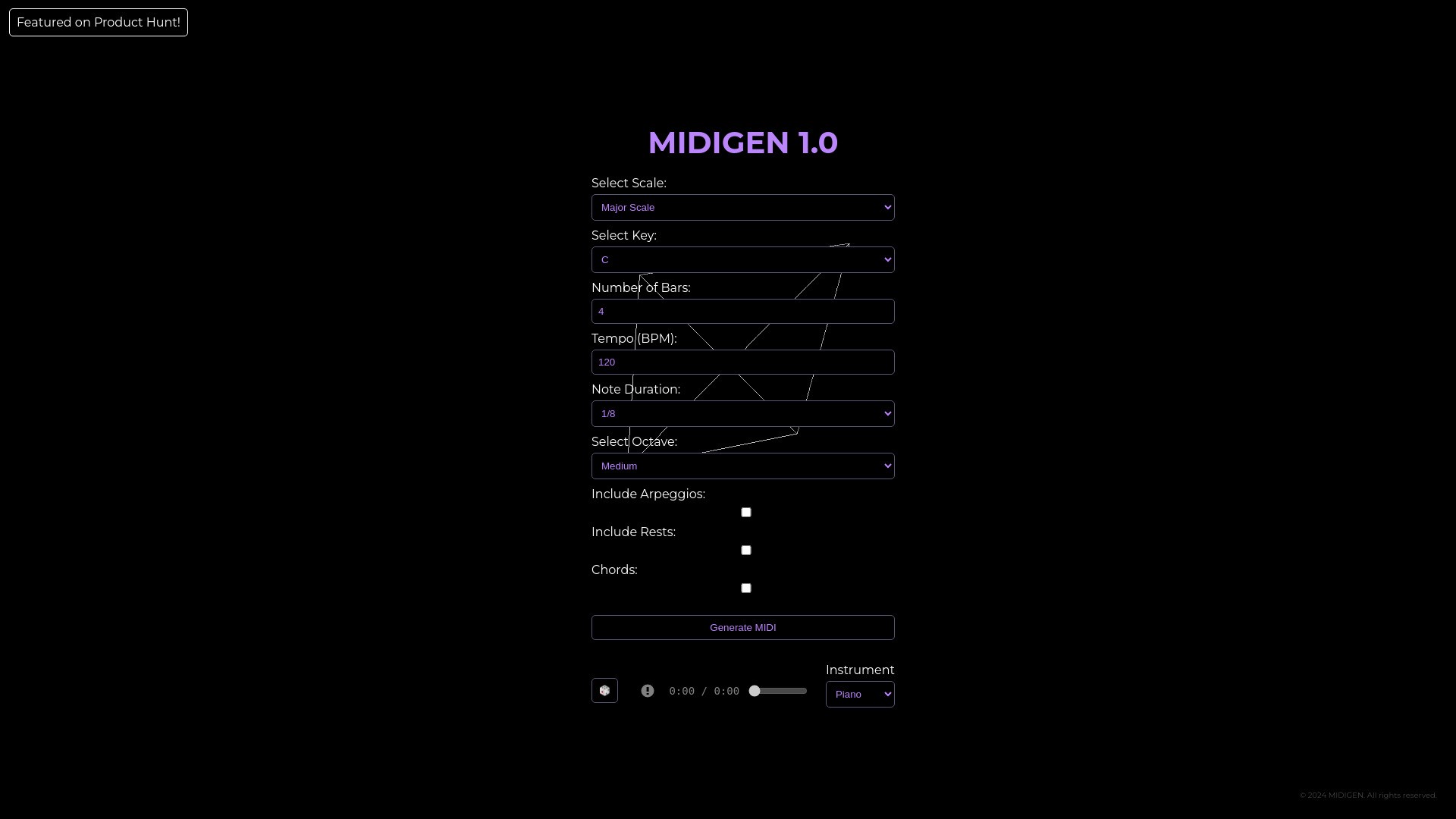 MIDIGEN: Melody Generator 截图