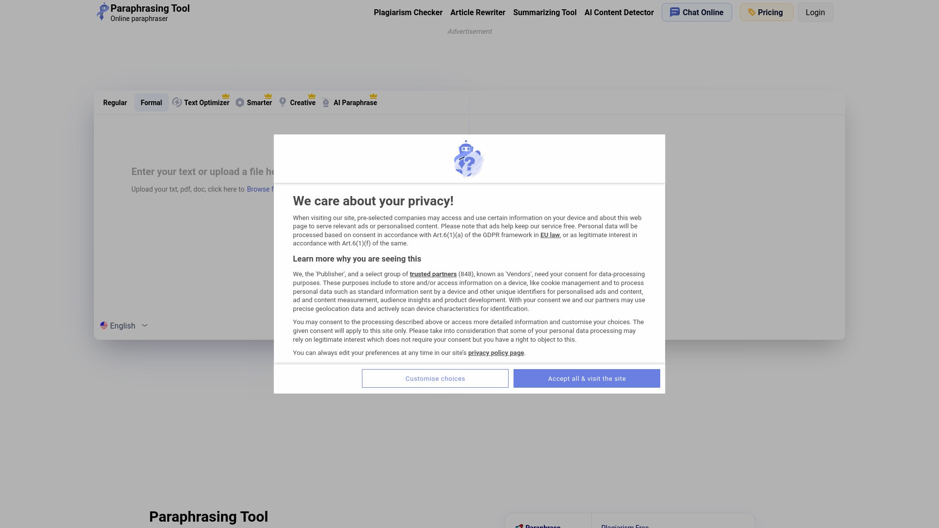 paraphrasing.io 截图