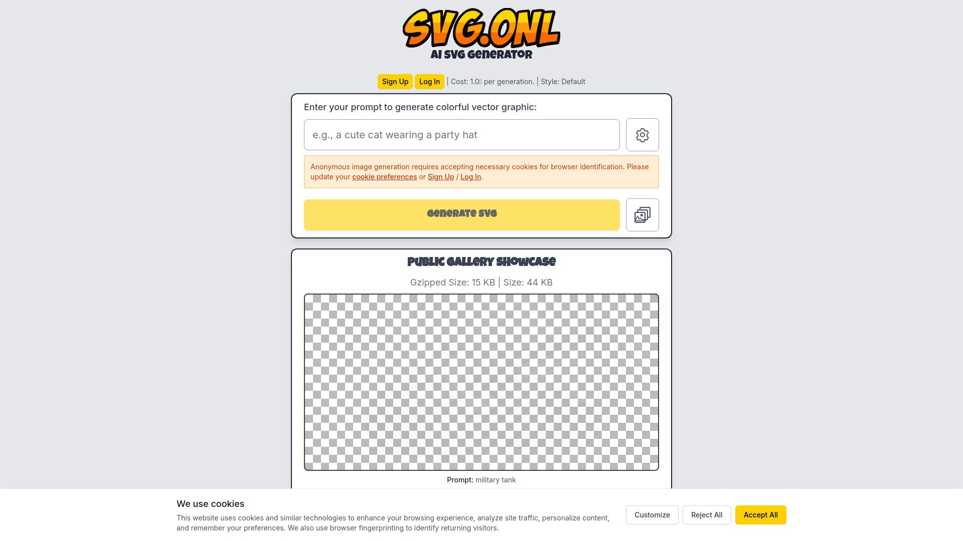 AI SVG Generator | text to SVG | svg.onl 截图