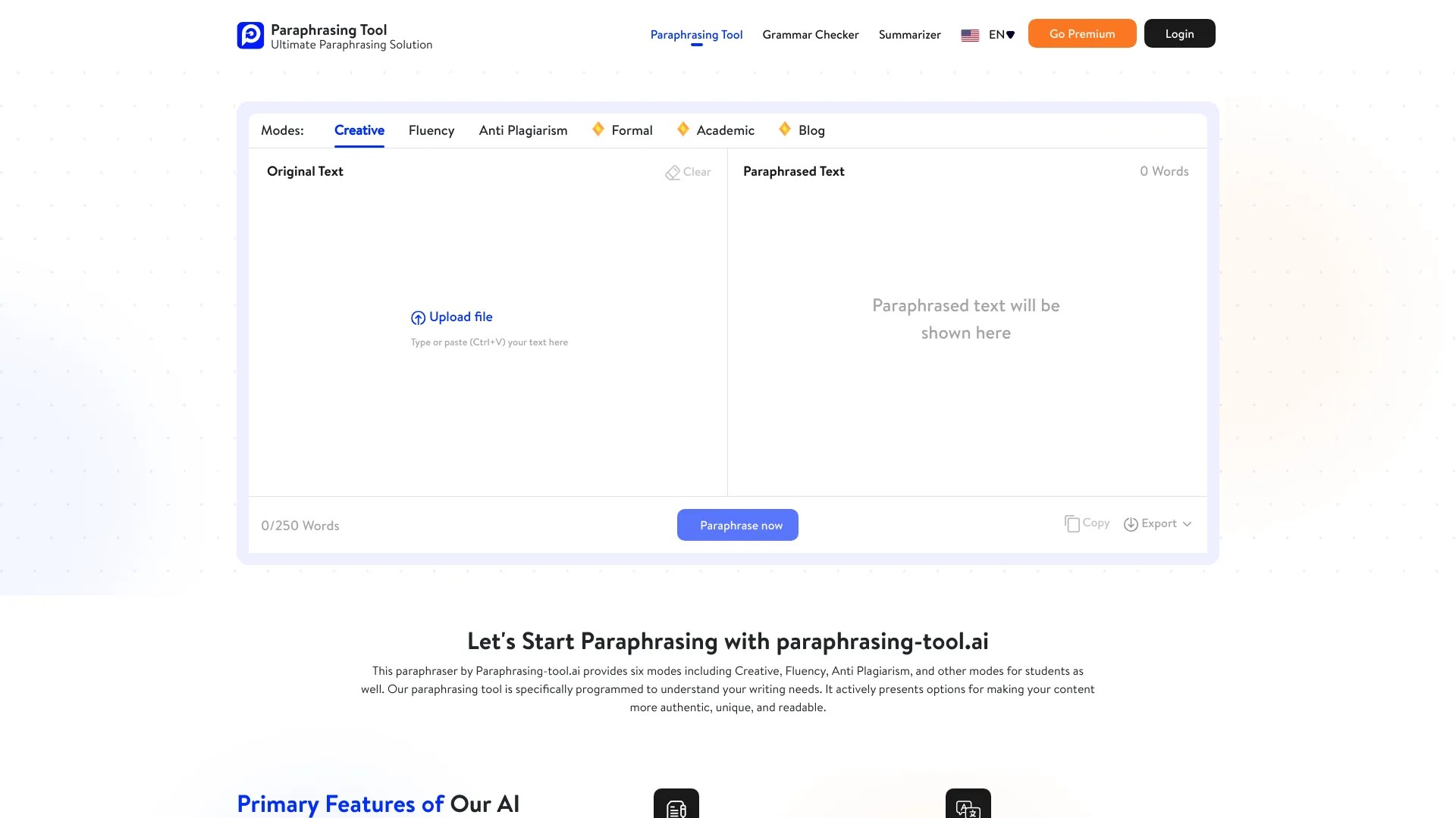 paraphrasing-tool.ai 截图