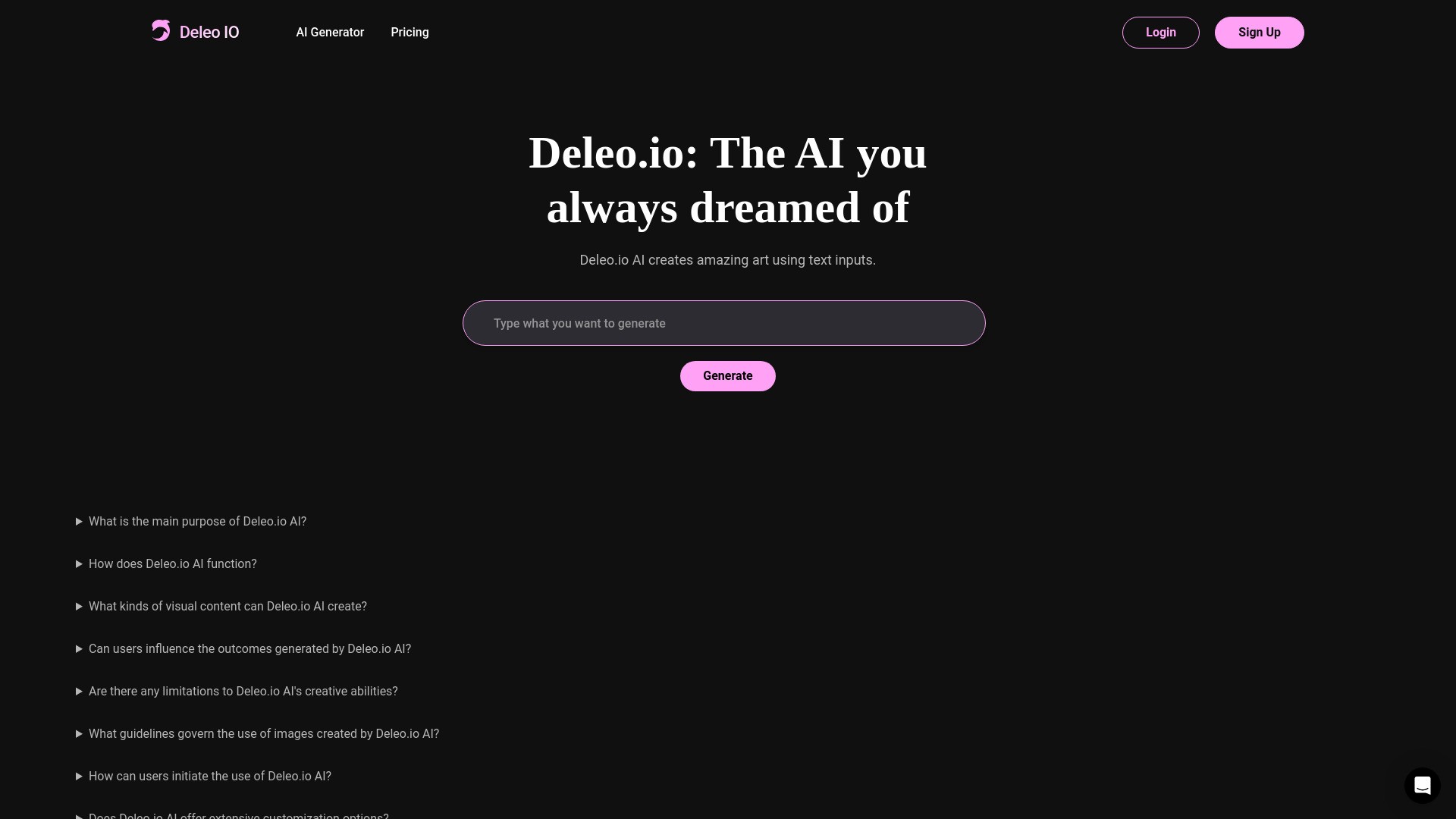 Deleo.io AI image Generator 截图