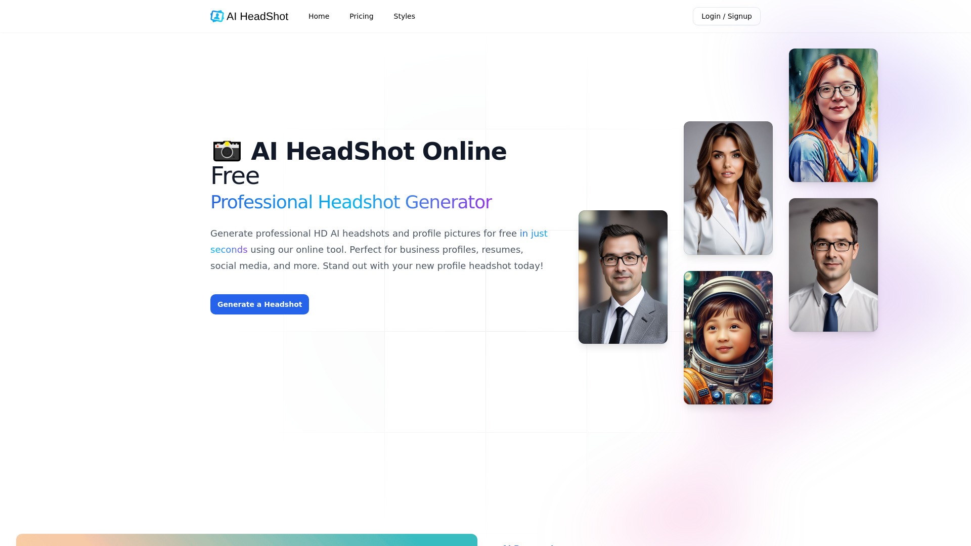 The Fastest Generator:AI-HeadShot.online 截图
